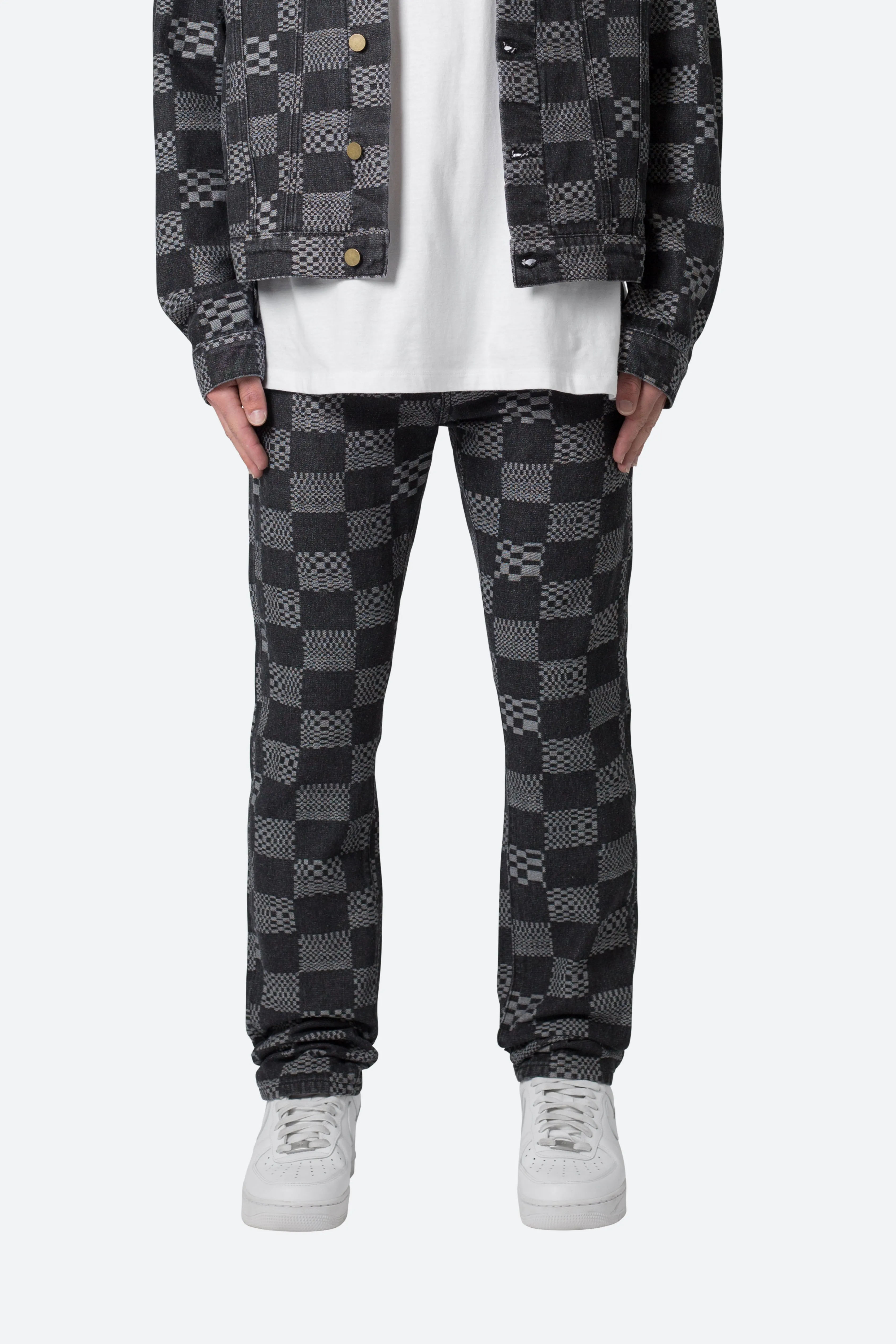 D528 Checkered Denim - Black sold by MNML