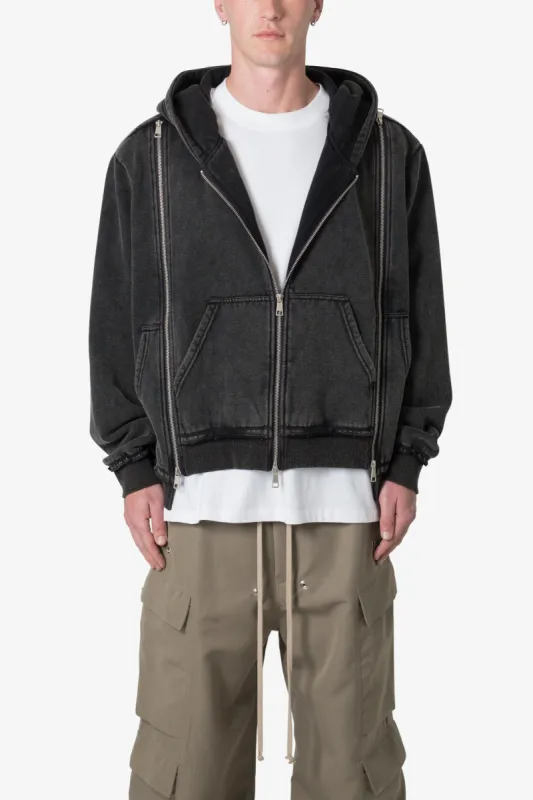 Dual Zipper Hoodie - Washed Black sold by MNML