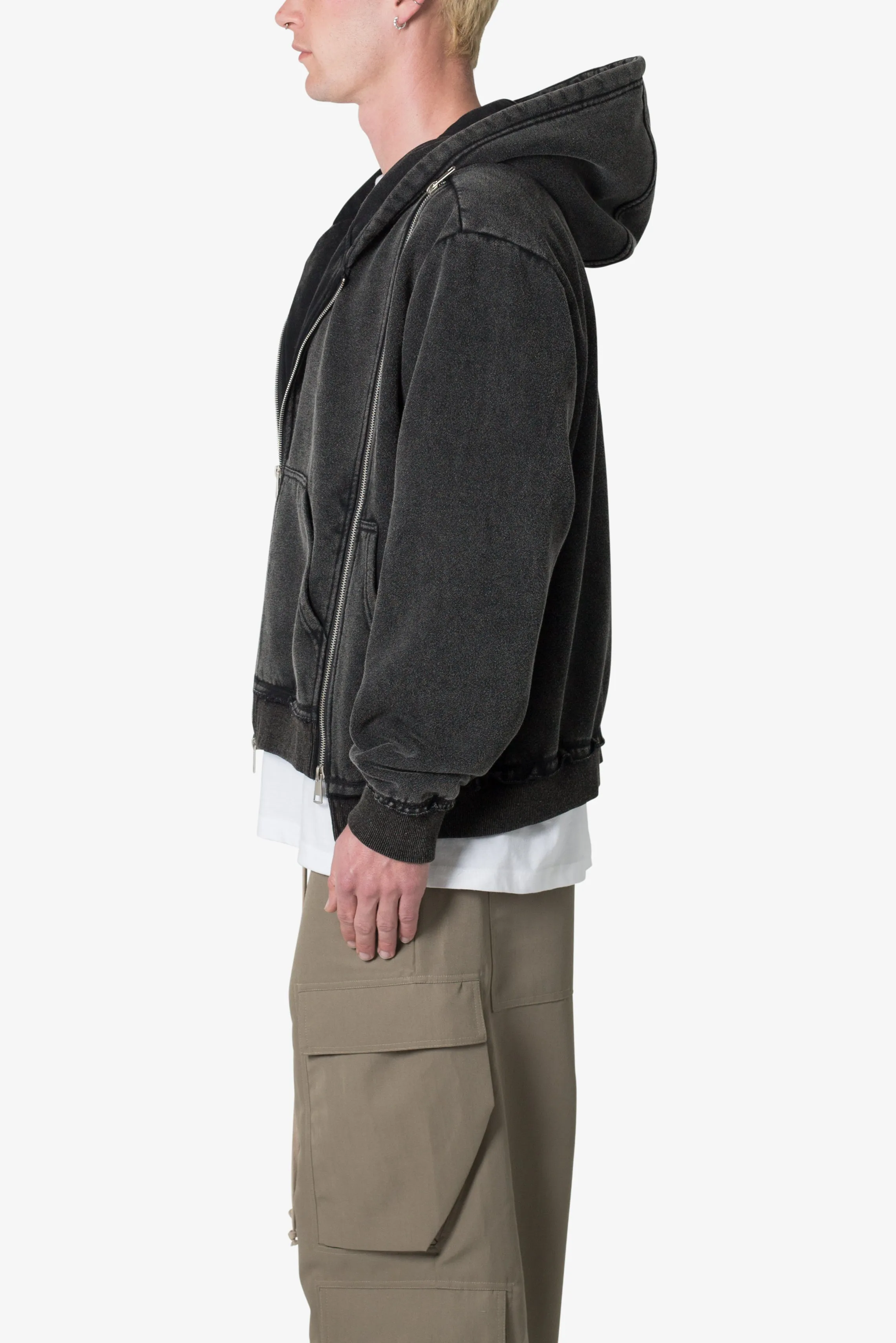 Dual Zipper Hoodie - Washed Black sold by MNML product image thumbnail 5