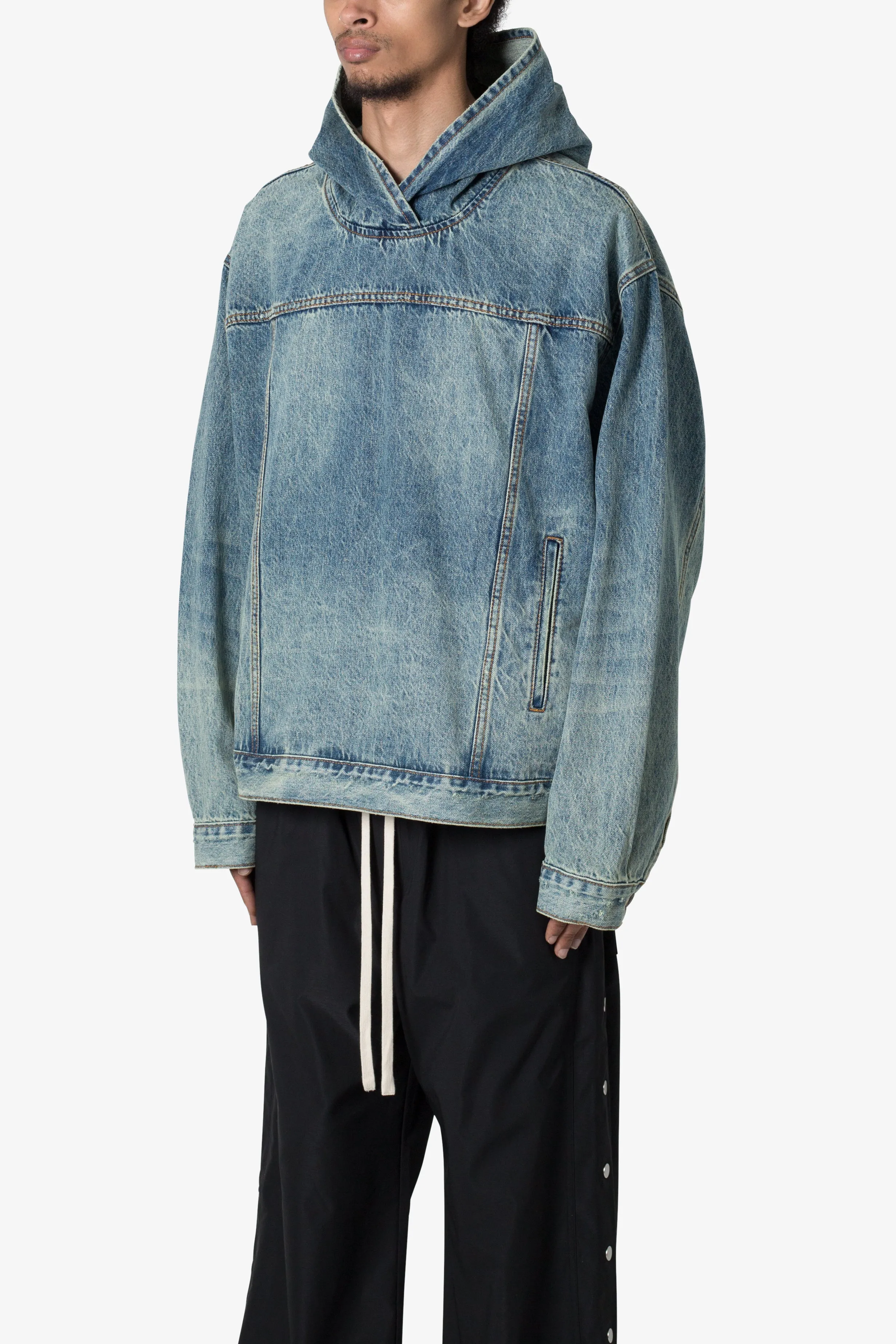 Denim Pullover Hoodie - Vintage Blue sold by MNML product image thumbnail 4