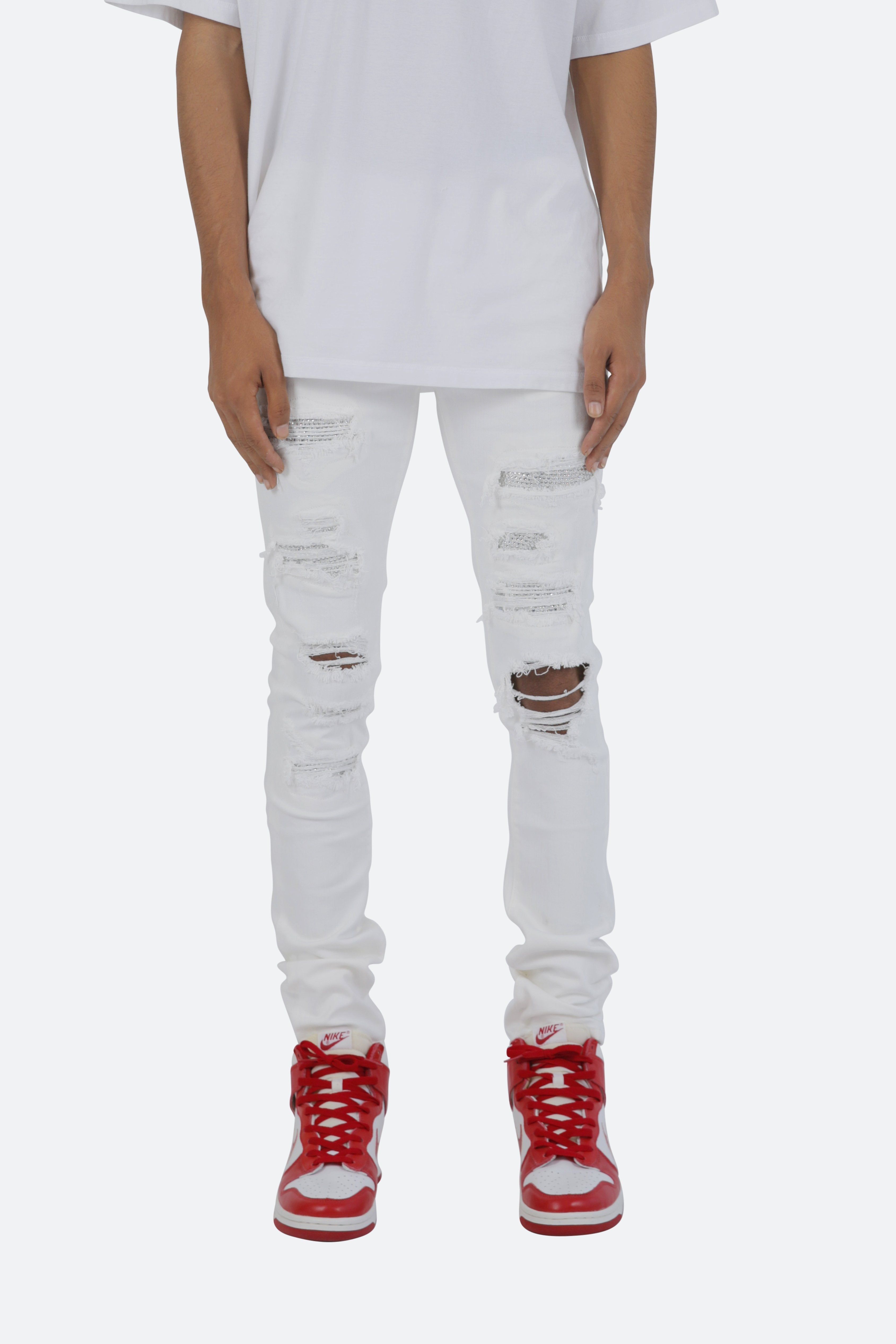 X201 Rhinestone Skinny Denim - White sold by MNML product image thumbnail 5