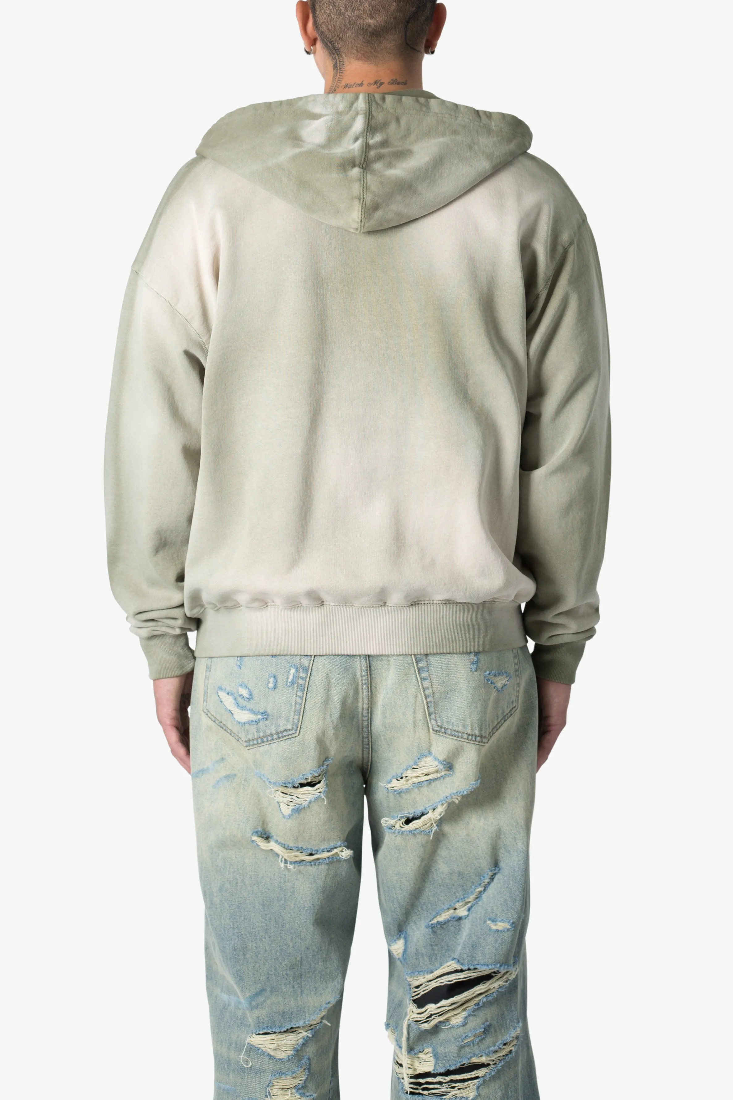 Faded Basic Zip Up Hoodie - Washed Olive sold by MNML product image thumbnail 5