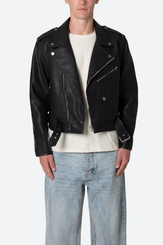 Leather Moto Jacket - Black sold by MNML