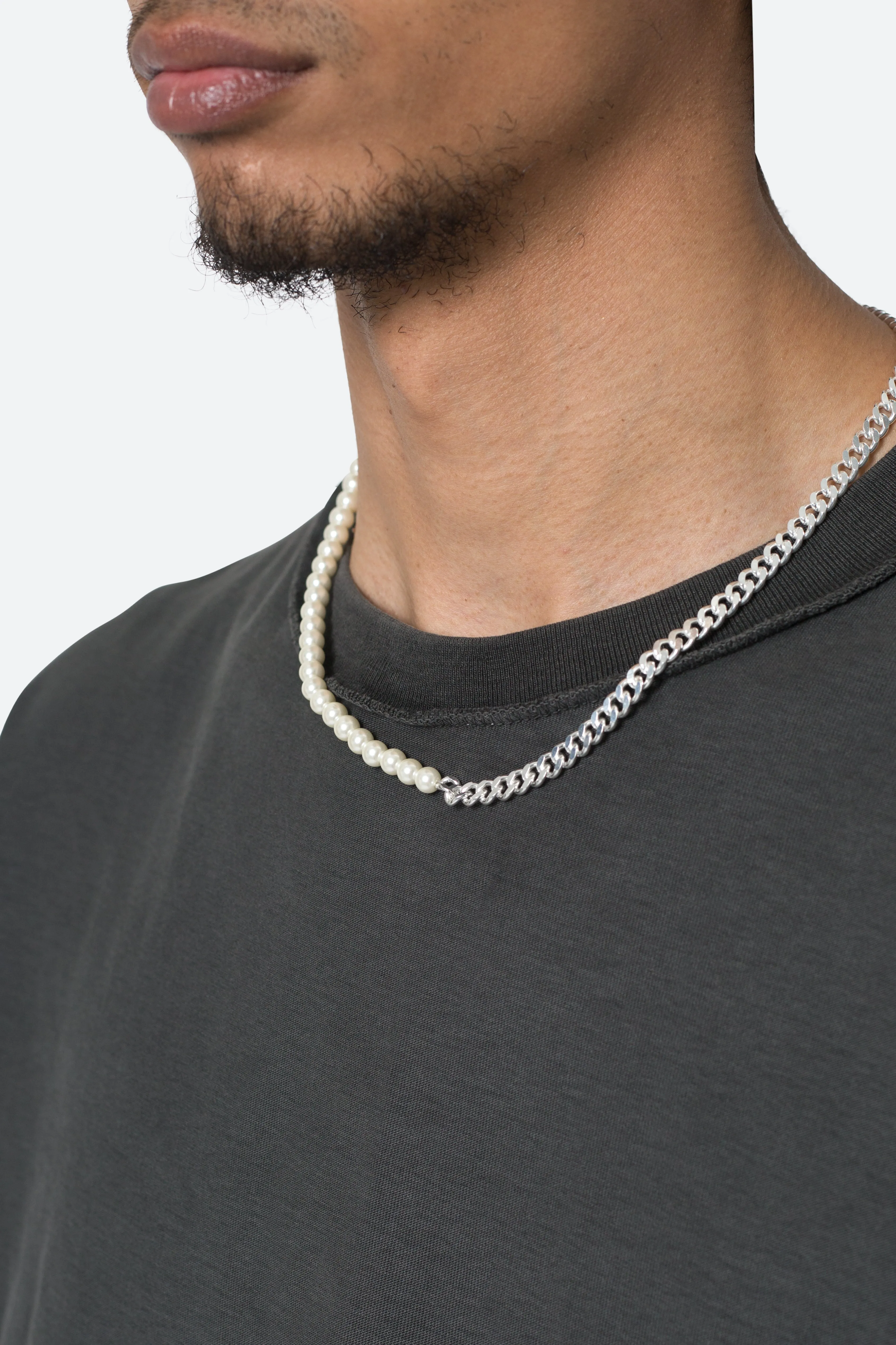Pearl and Cuban Chain Necklace - Off White sold by MNML product image thumbnail 2