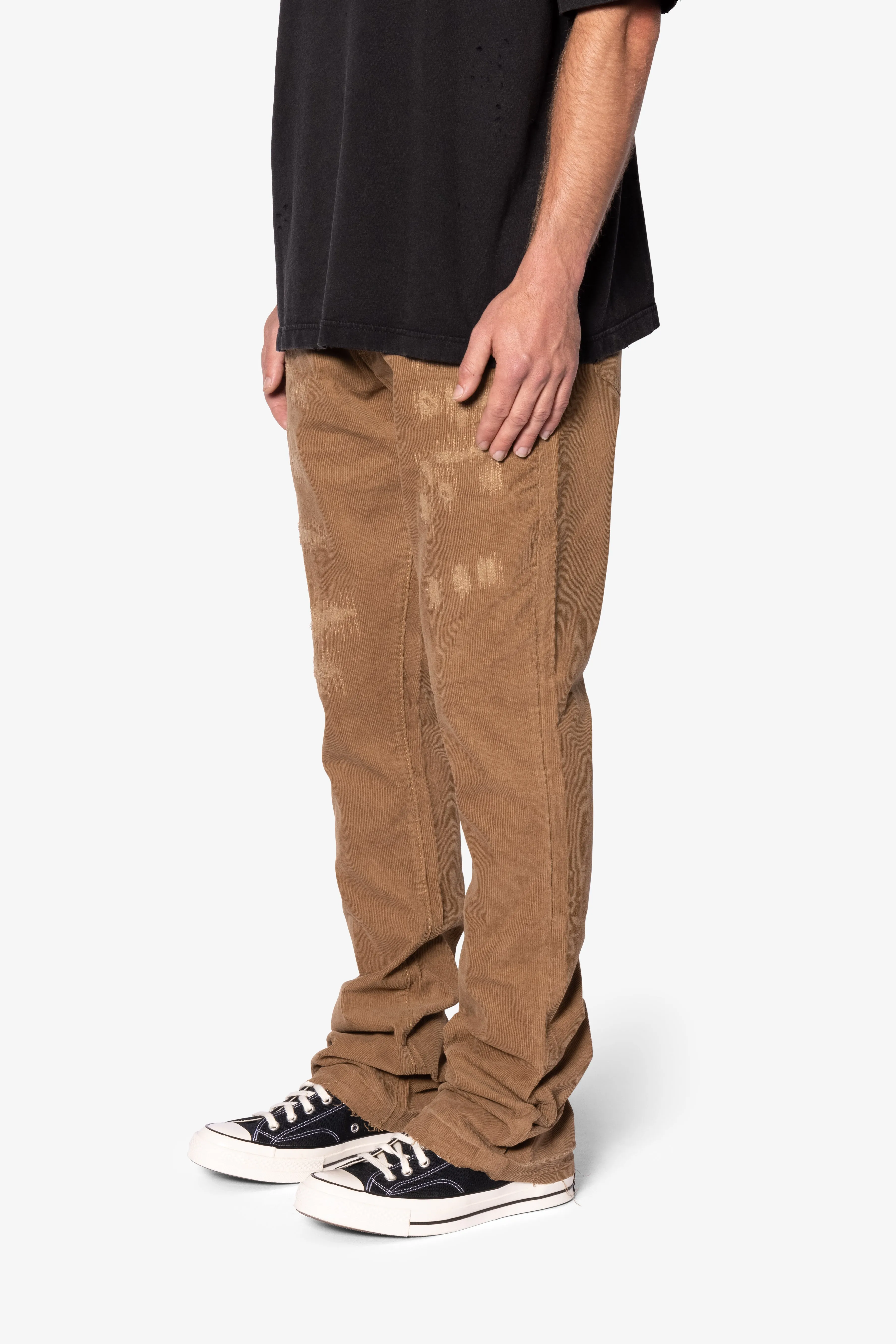 B682 Flare Corduroy Repaired Pants - Brown sold by MNML product image thumbnail 3