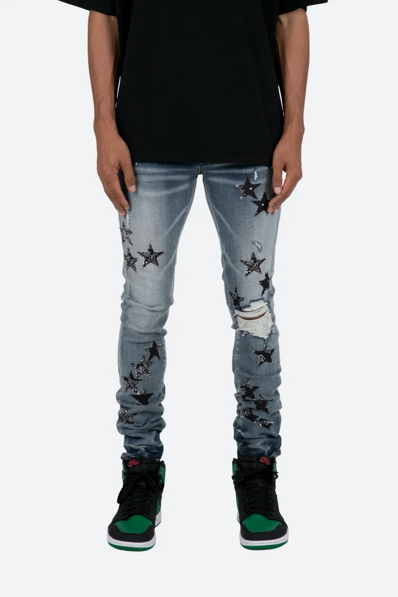 X462 Star Skinny Denim - Blue/Black sold by MNML