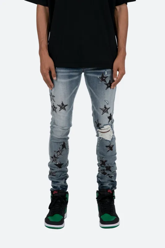 X462 Star Skinny Denim - Blue/Black sold by MNML