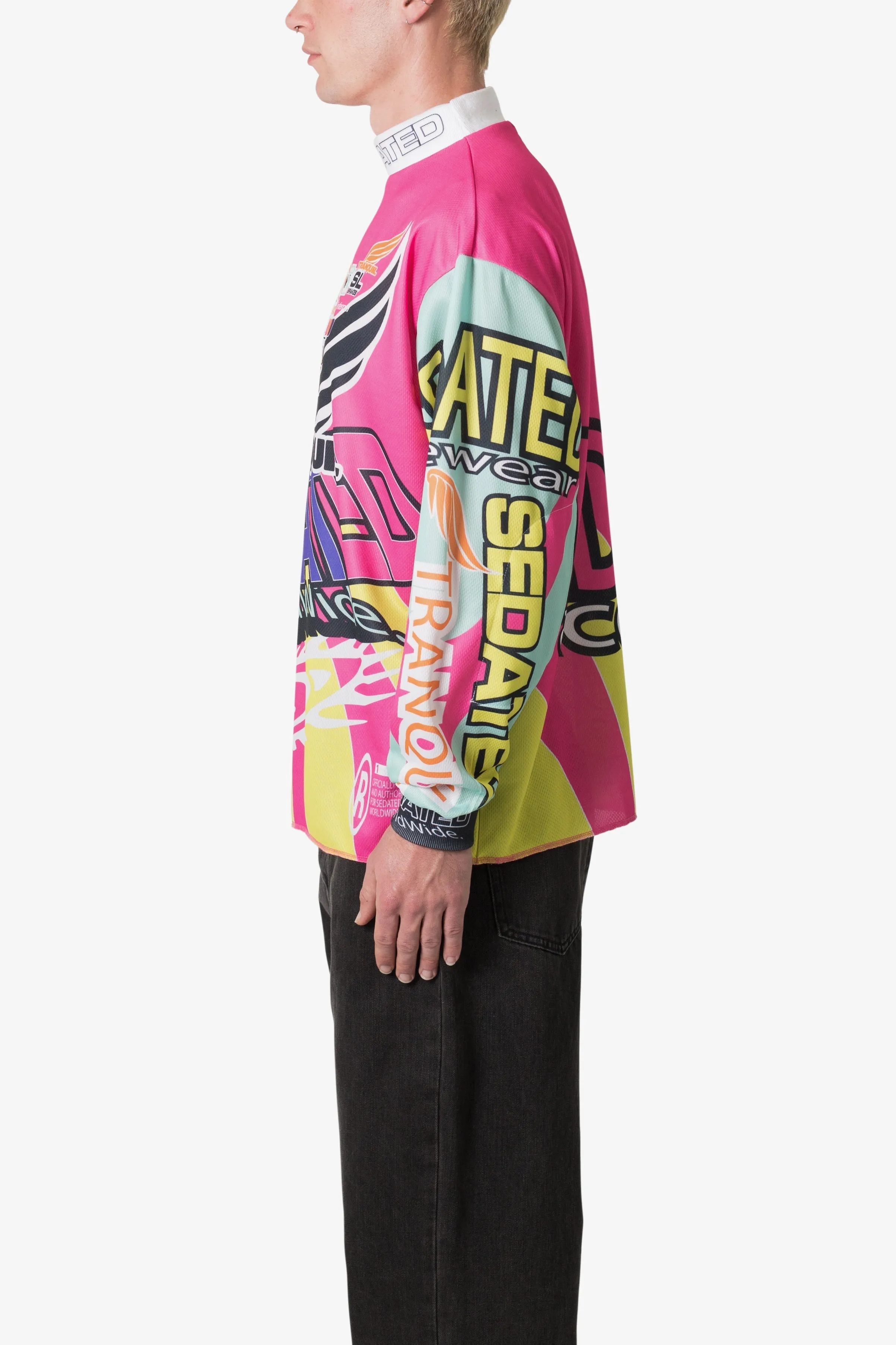 Mock Neck Motocross Jersey - Pink sold by MNML product image thumbnail 4