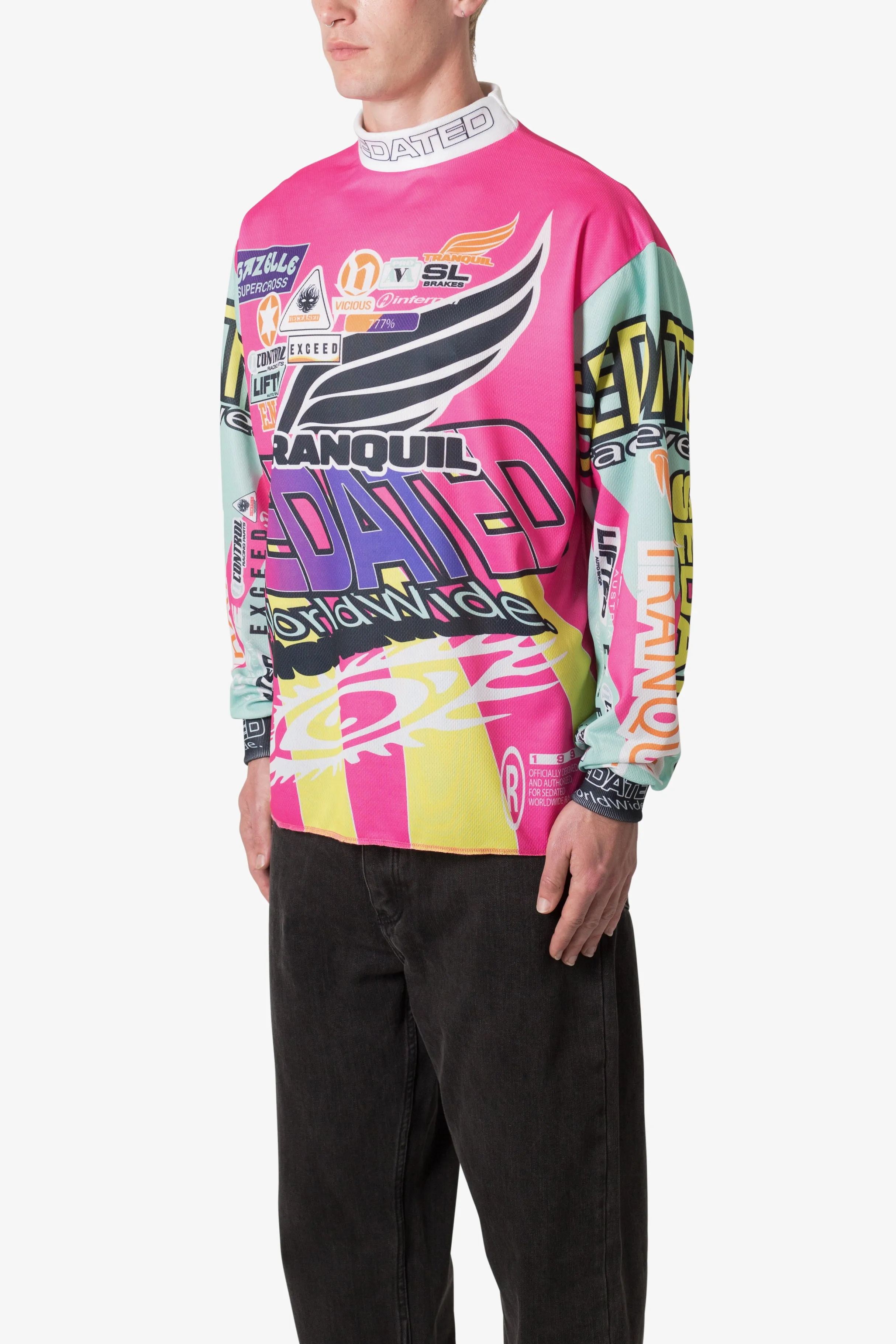 Mock Neck Motocross Jersey - Pink sold by MNML product image thumbnail 3