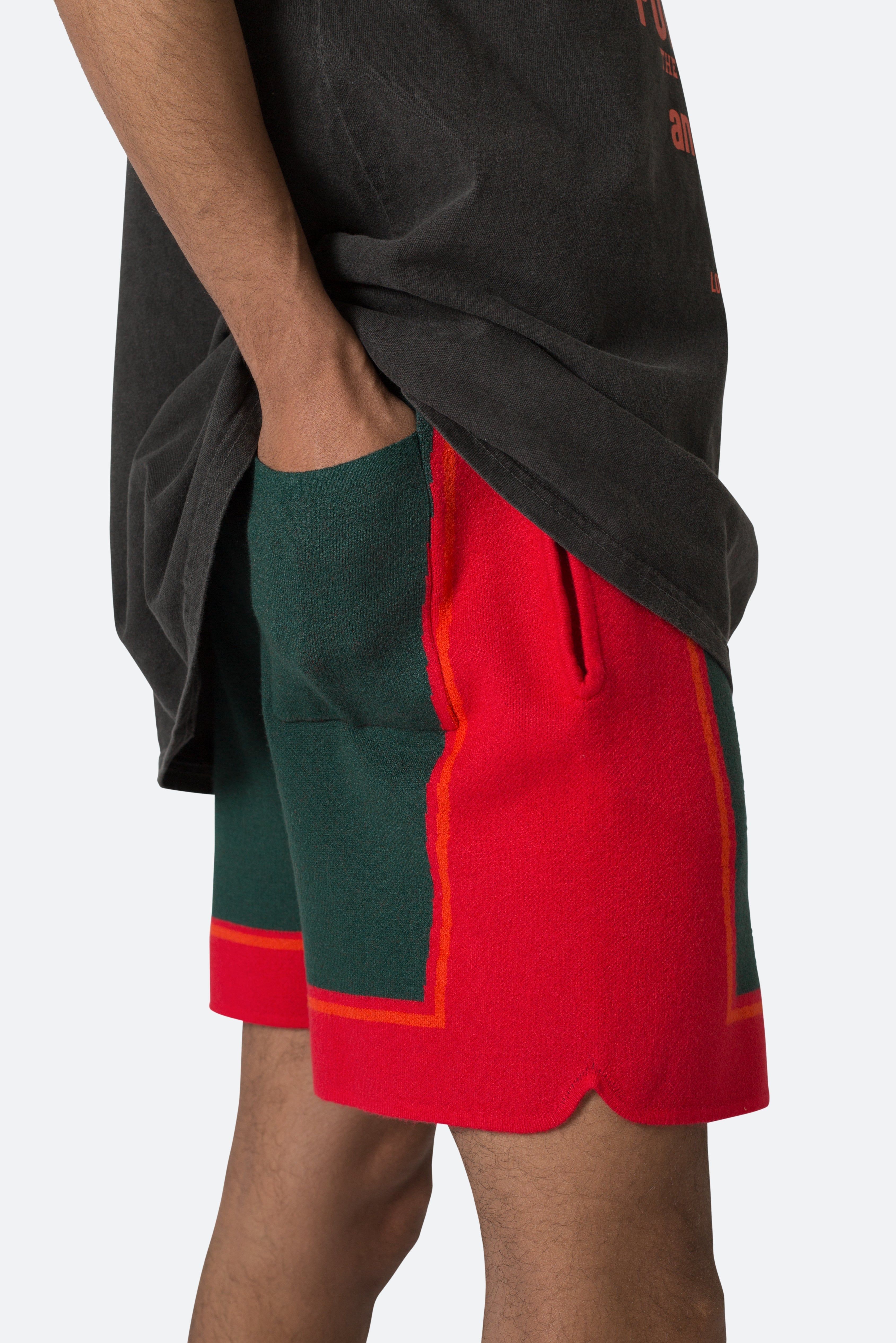 Knit Basketball Shorts - Red/Green sold by MNML product image thumbnail 8