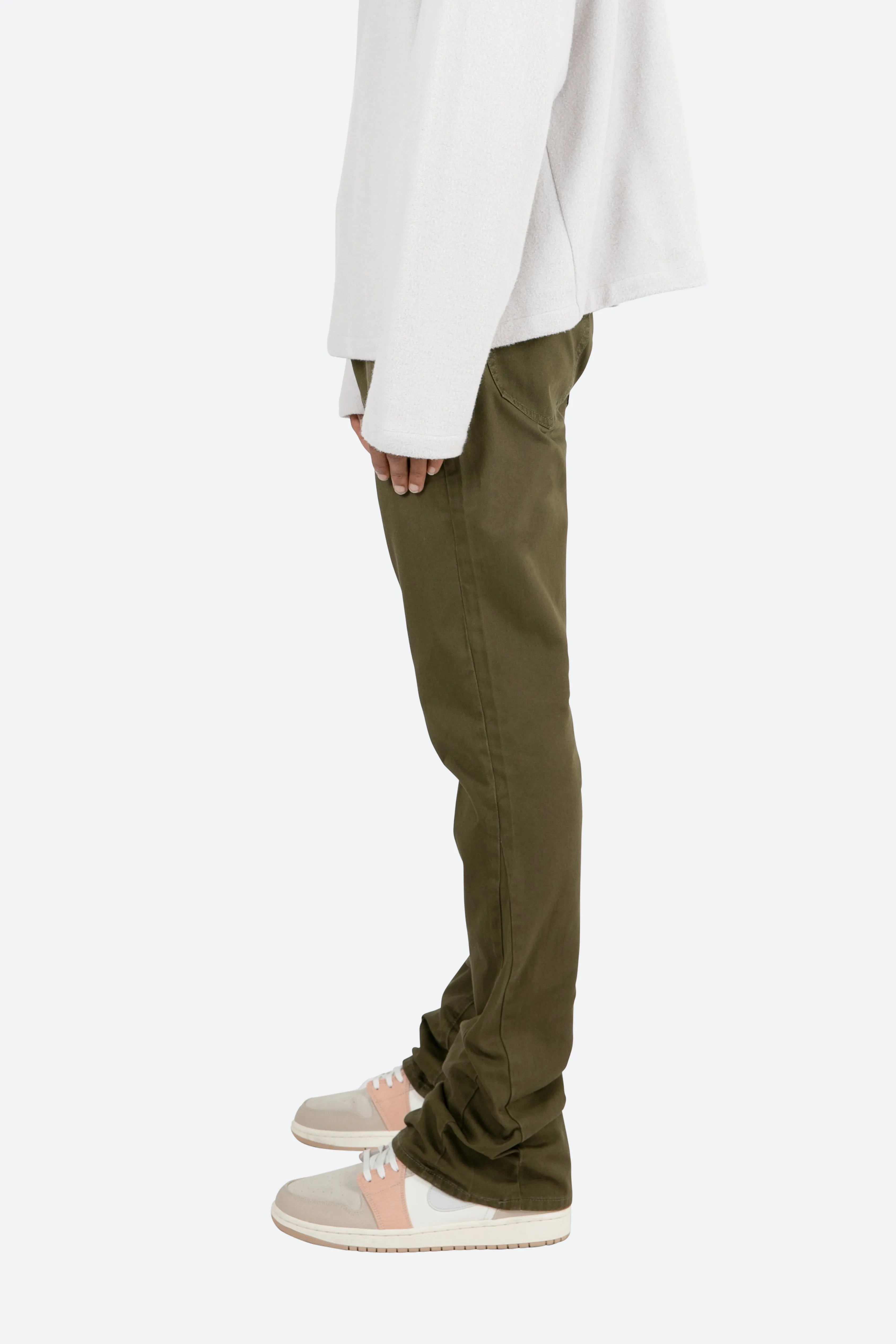 B472 Twill Flare Pants - Olive sold by MNML product image thumbnail 5