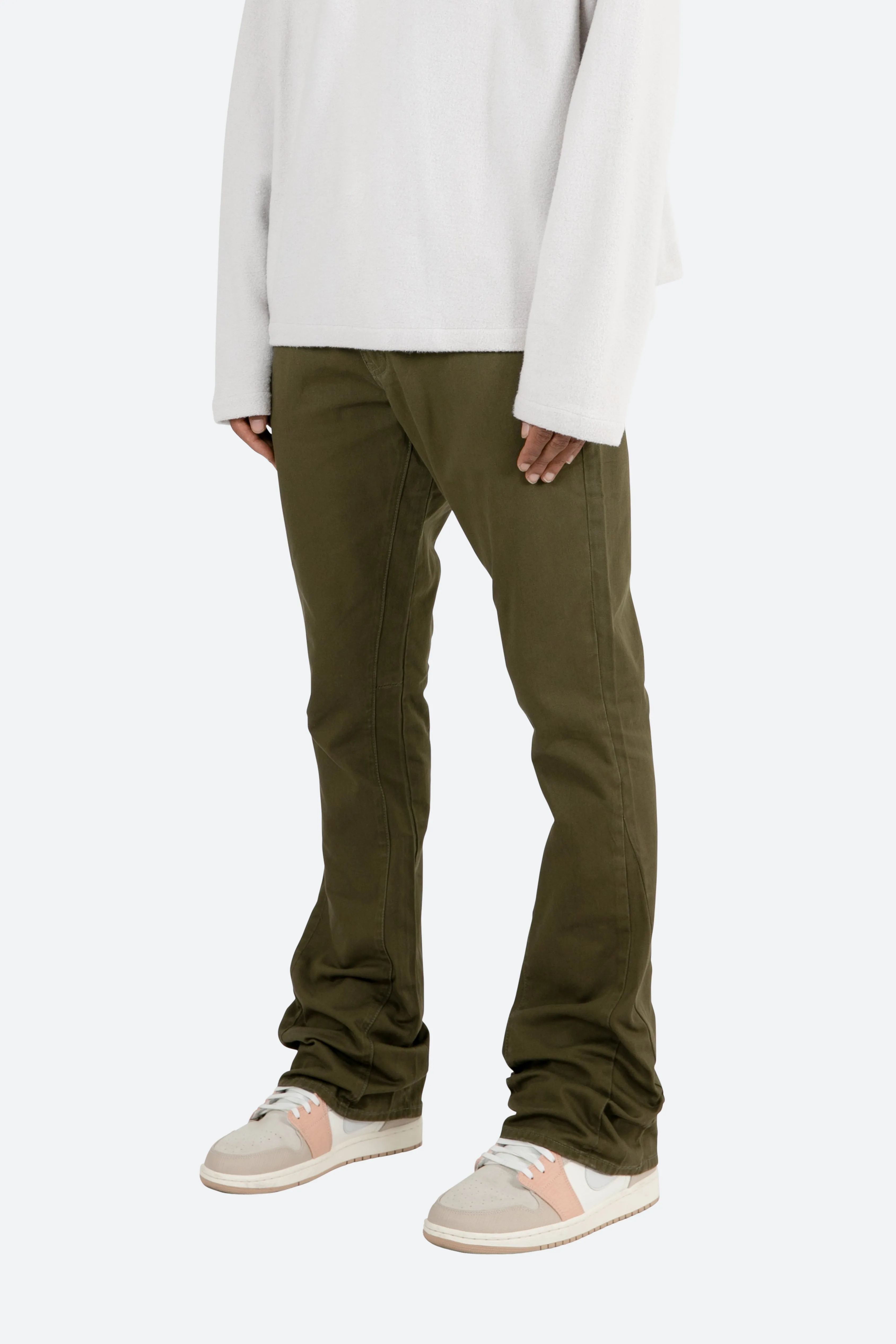 B472 Twill Flare Pants - Olive sold by MNML product image thumbnail 4