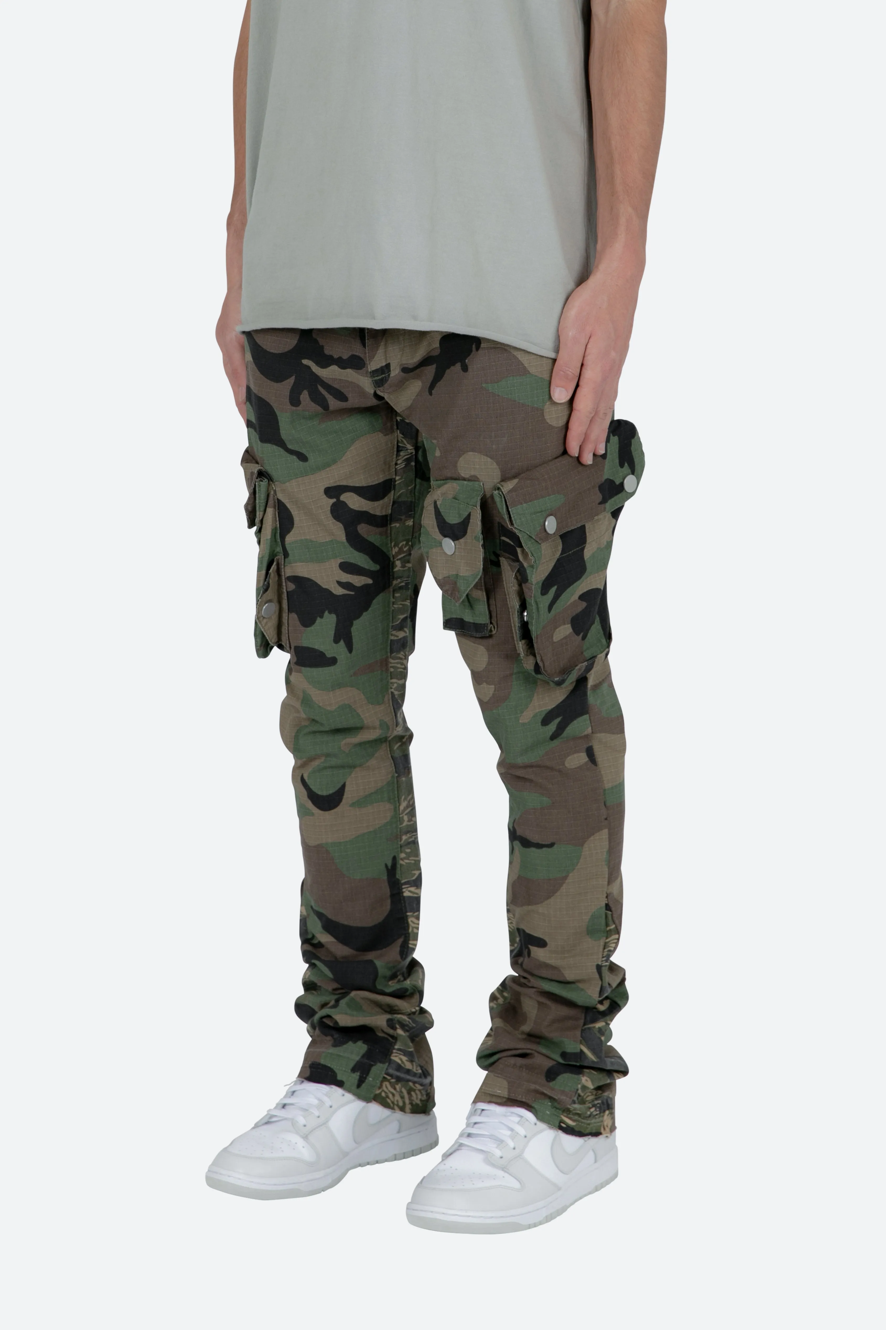 Patch Pocket Flare Cargo Pants - Camo sold by MNML product image thumbnail 4