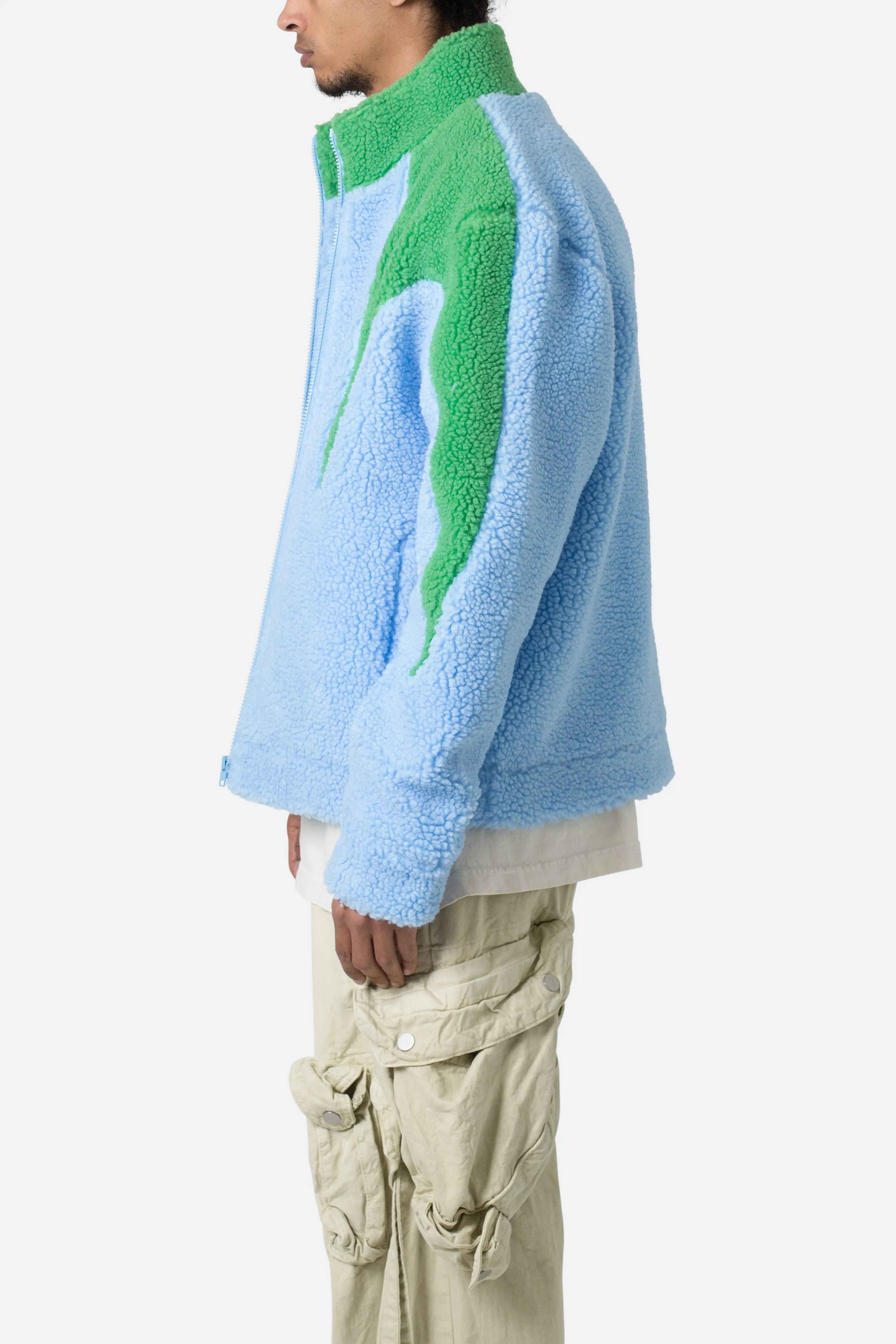 Sherpa Zip Up Jacket - Blue/Green sold by MNML product image thumbnail 4