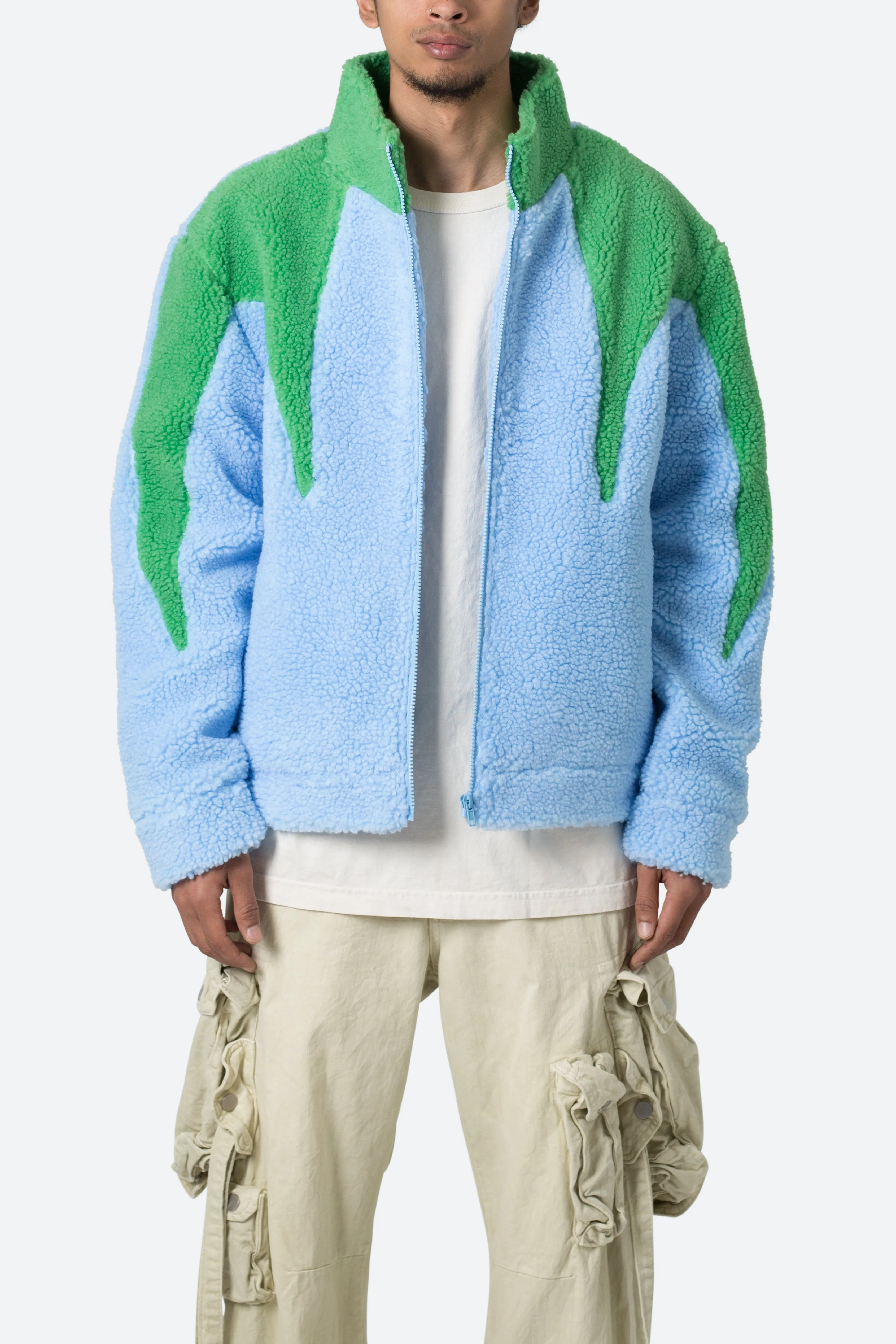 Sherpa Zip Up Jacket - Blue/Green sold by MNML