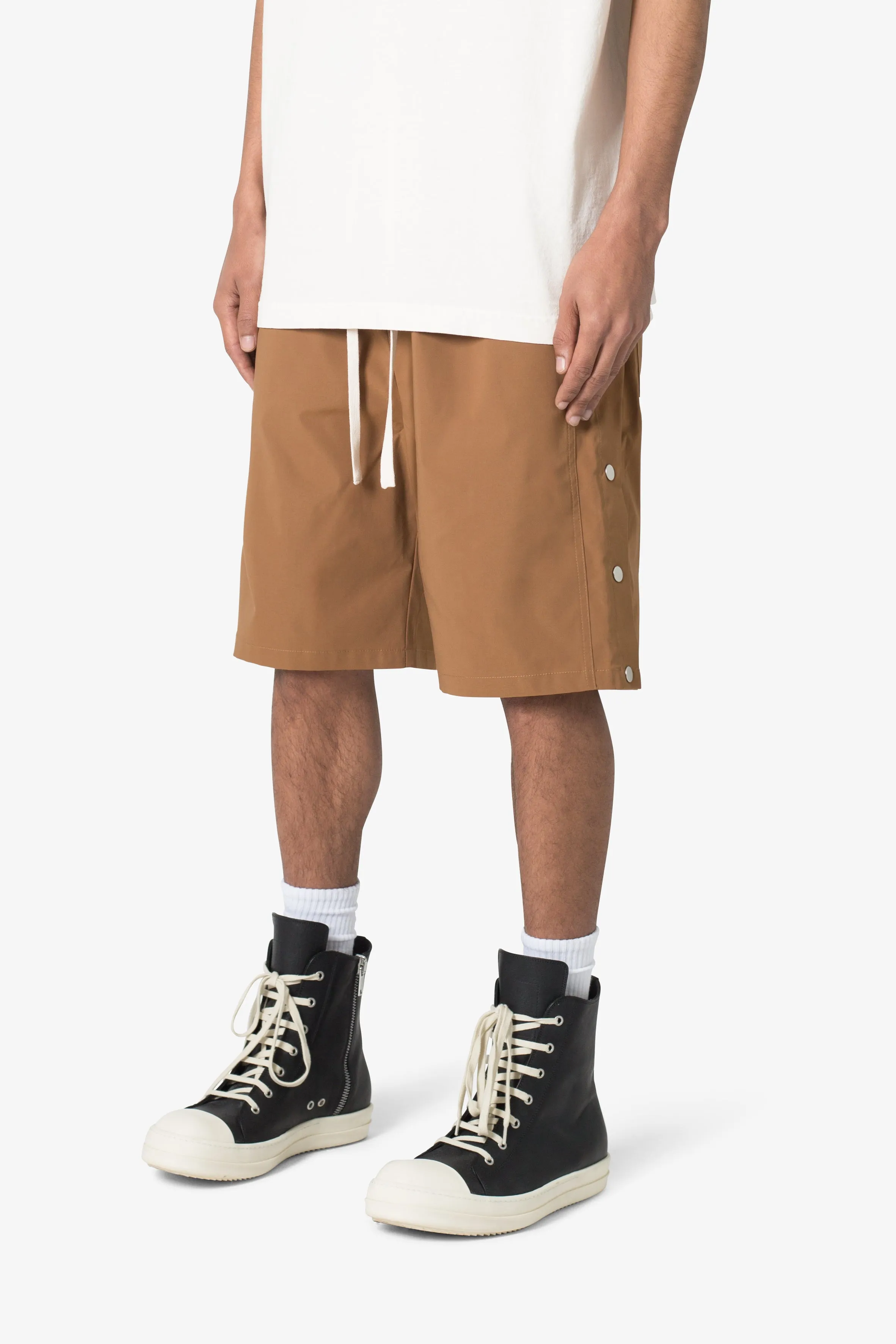 Side Snap Nylon Shorts - Brown sold by MNML product image thumbnail 2