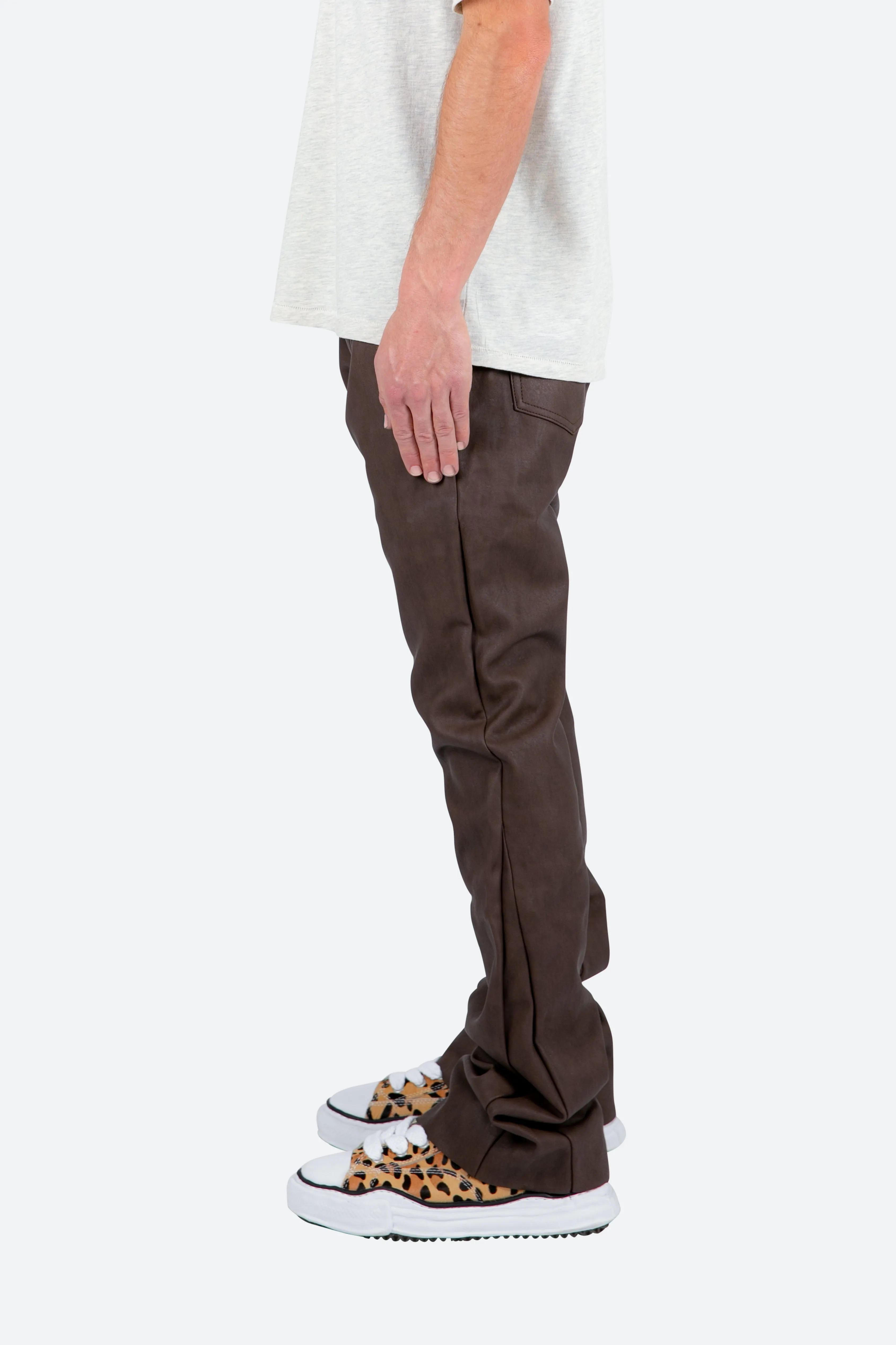 B460 Leather Flare Pants - Brown sold by MNML product image thumbnail 4