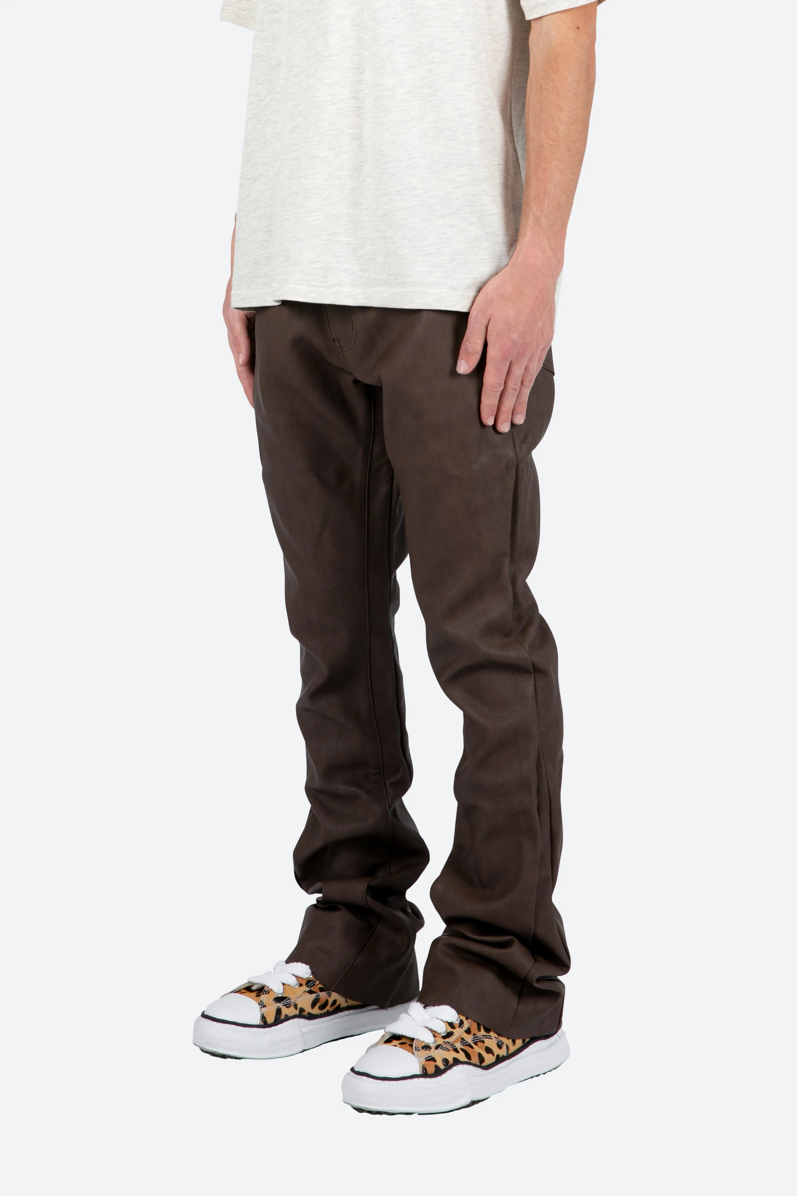 B460 Leather Flare Pants - Brown sold by MNML product image thumbnail 3