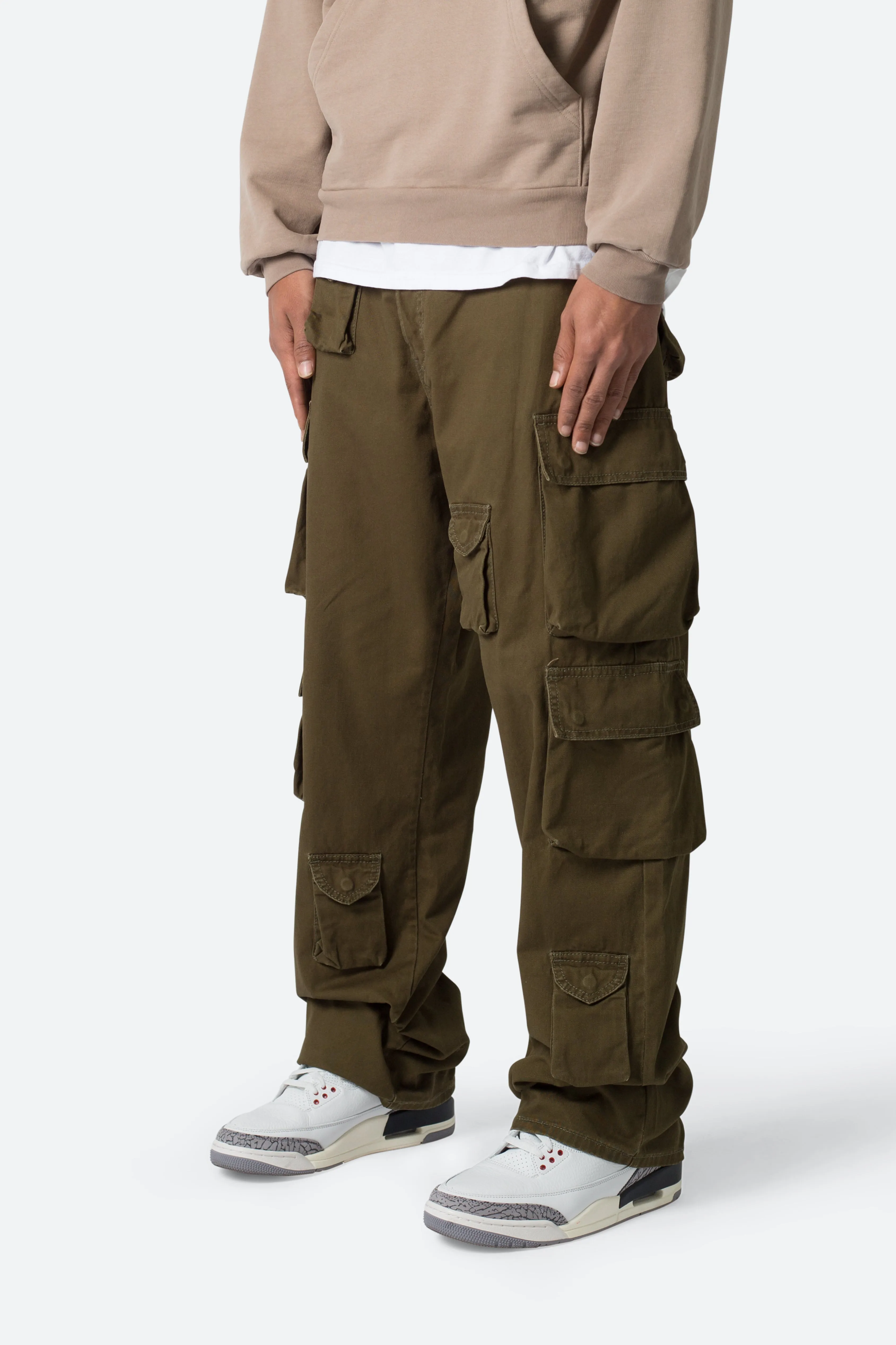 Baggy Cargo Pants - Washed Olive sold by MNML product image thumbnail 4