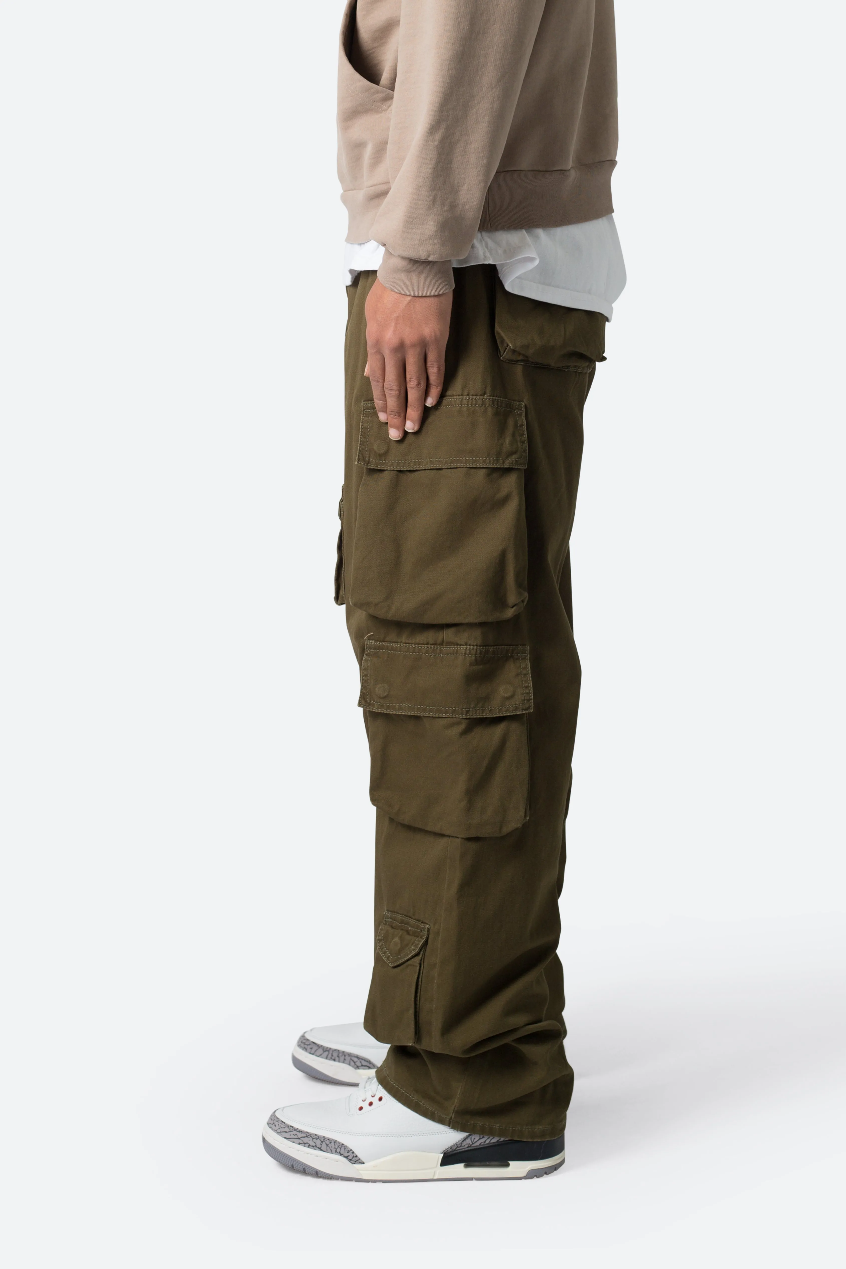 Baggy Cargo Pants - Washed Olive sold by MNML product image thumbnail 5