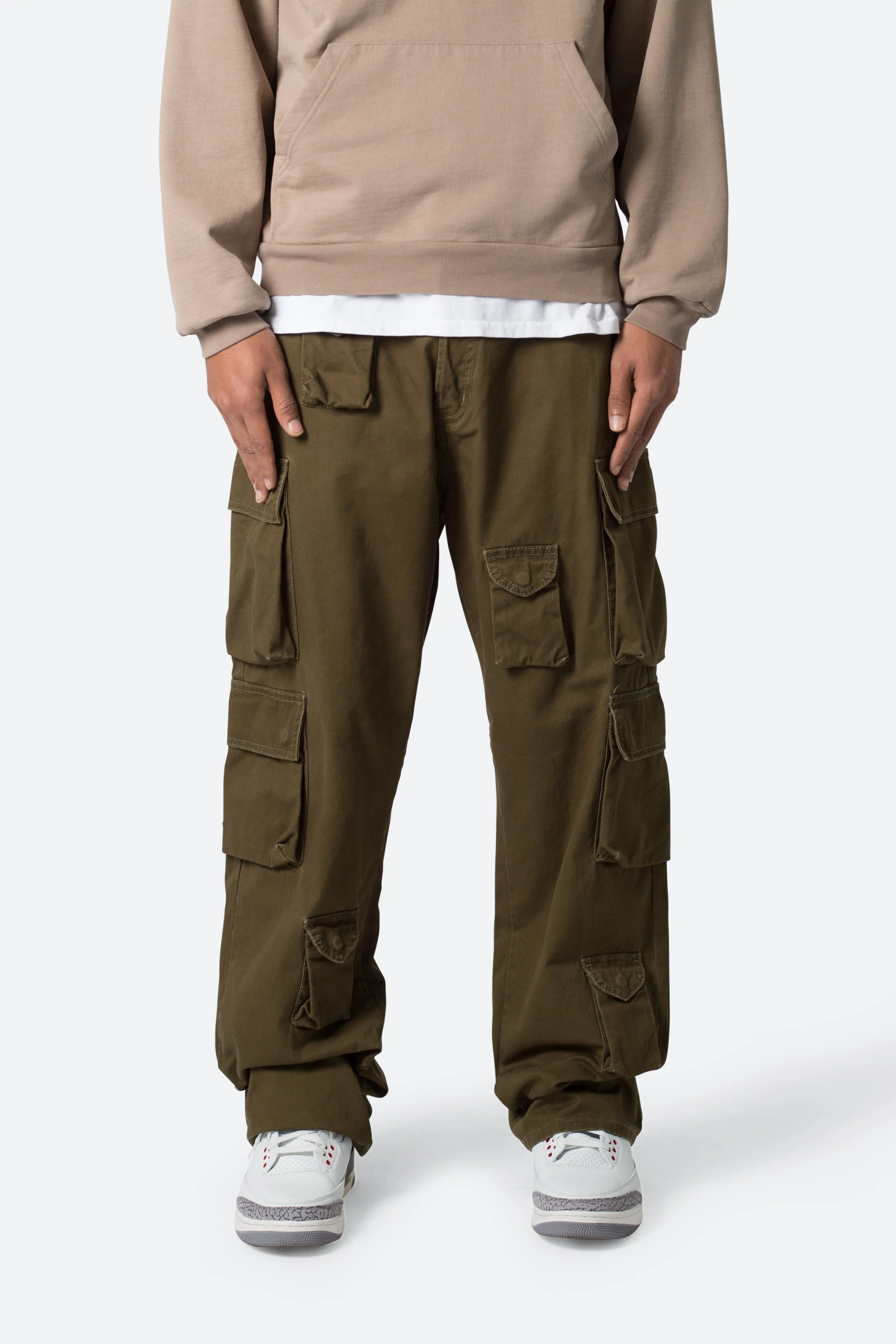 Baggy Cargo Pants - Washed Olive sold by MNML product image thumbnail 3