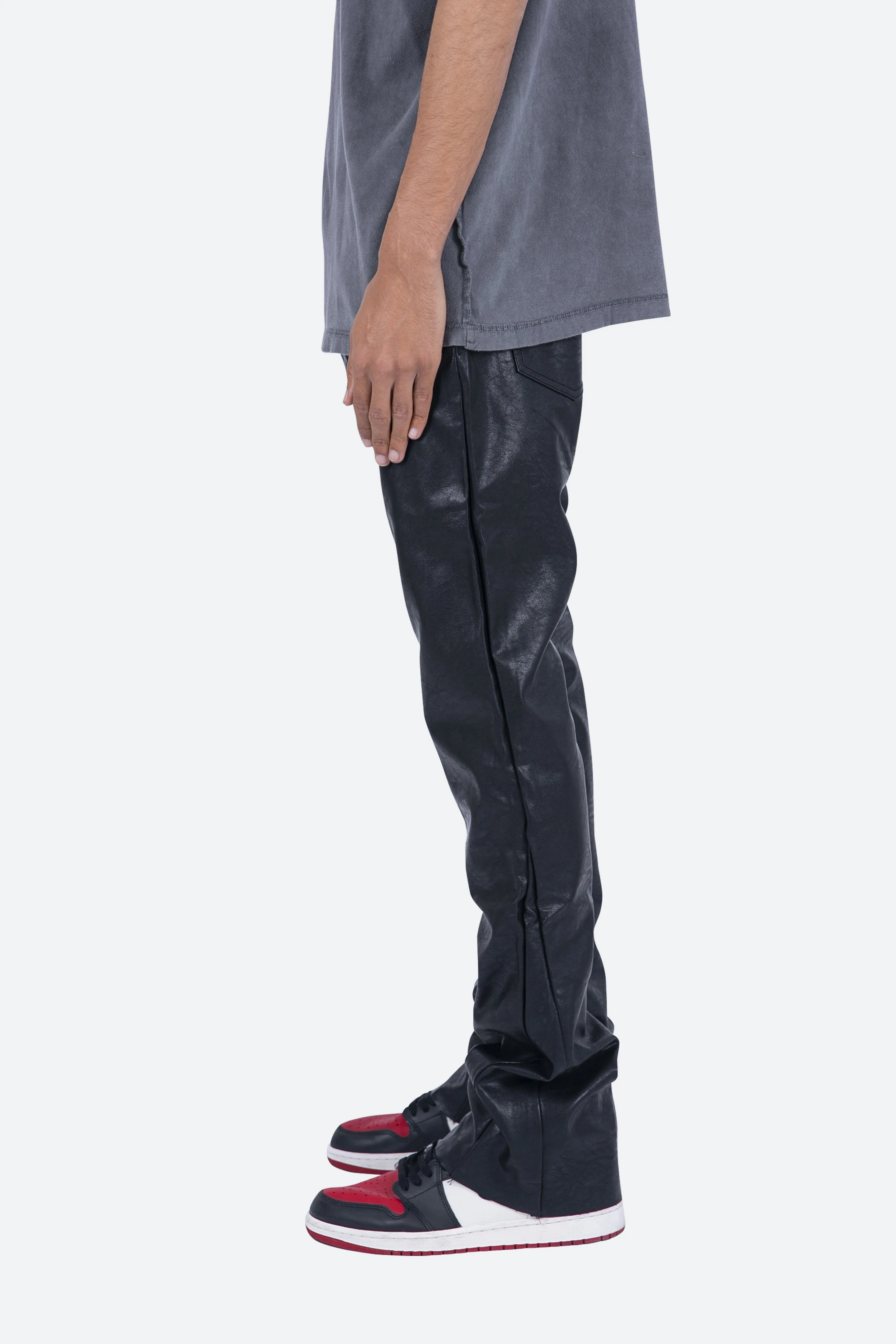 B169 Leather Flare Pants - Black sold by MNML product image thumbnail 4