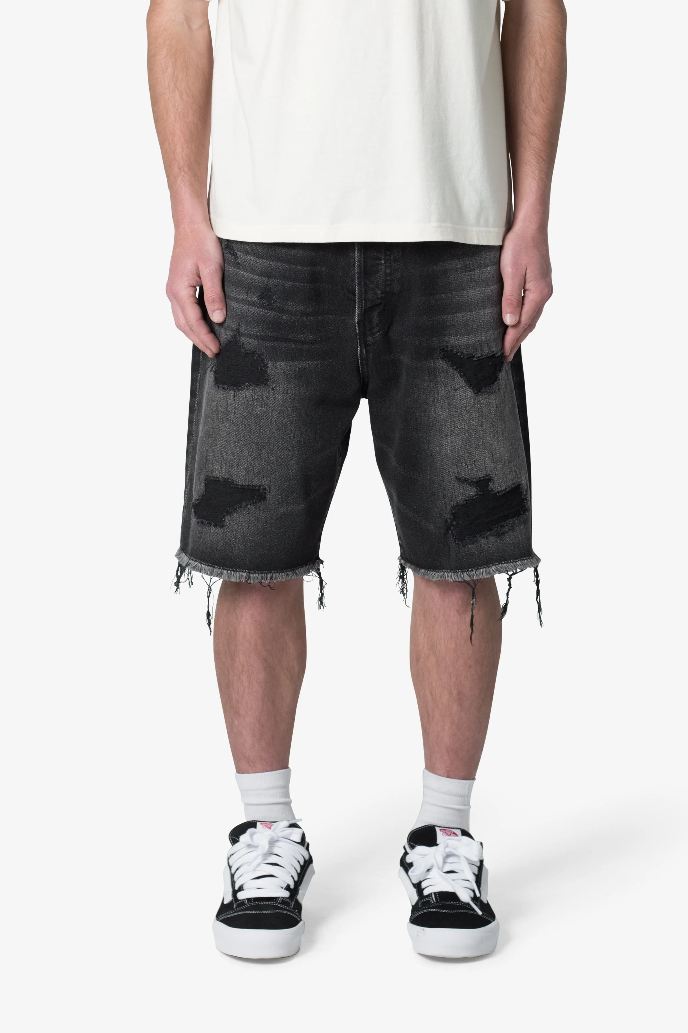 Baggy Rip Denim Shorts - Washed Black sold by MNML product image thumbnail 2