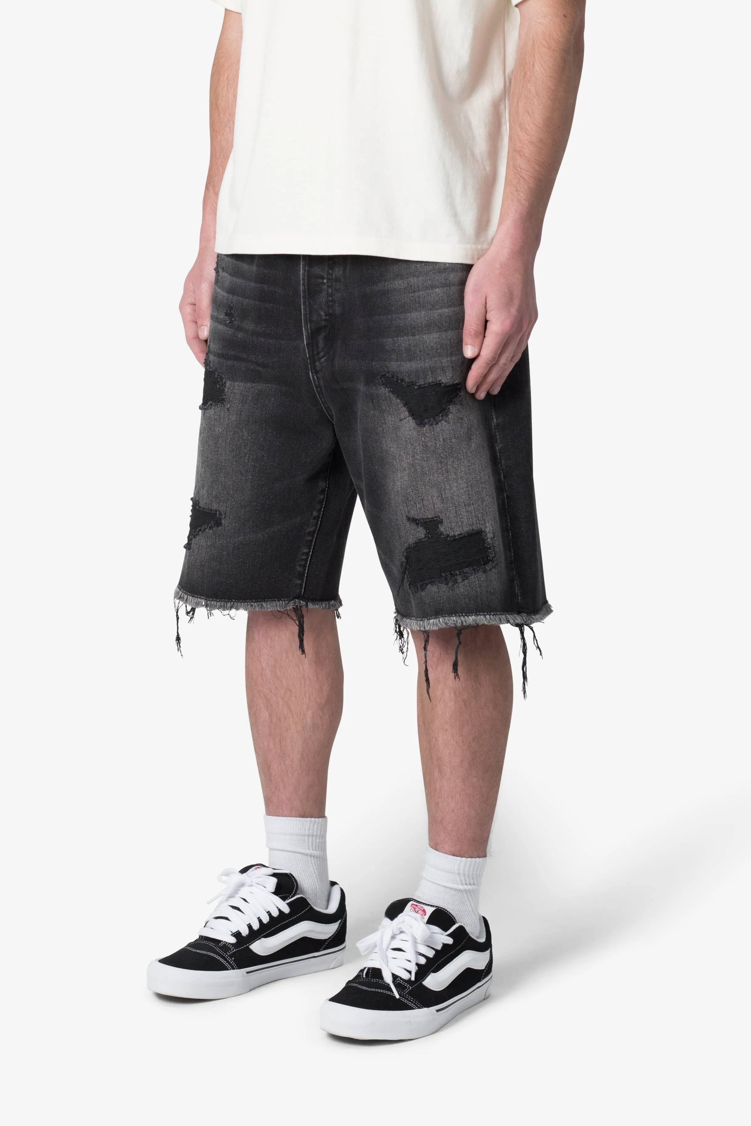 Baggy Rip Denim Shorts - Washed Black sold by MNML product image thumbnail 3