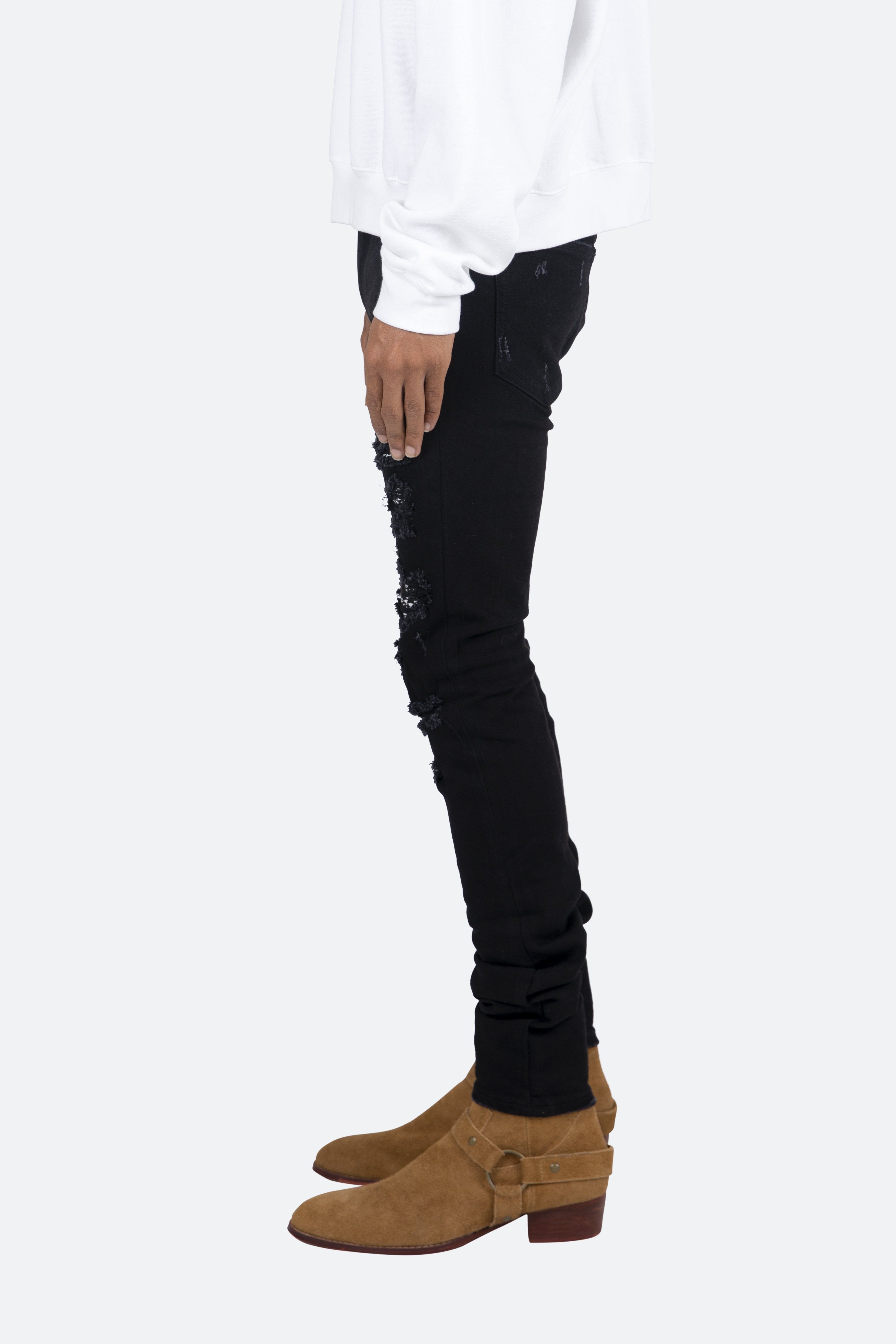 X165 Paisley Skinny Denim - Black/Black sold by MNML product image thumbnail 4