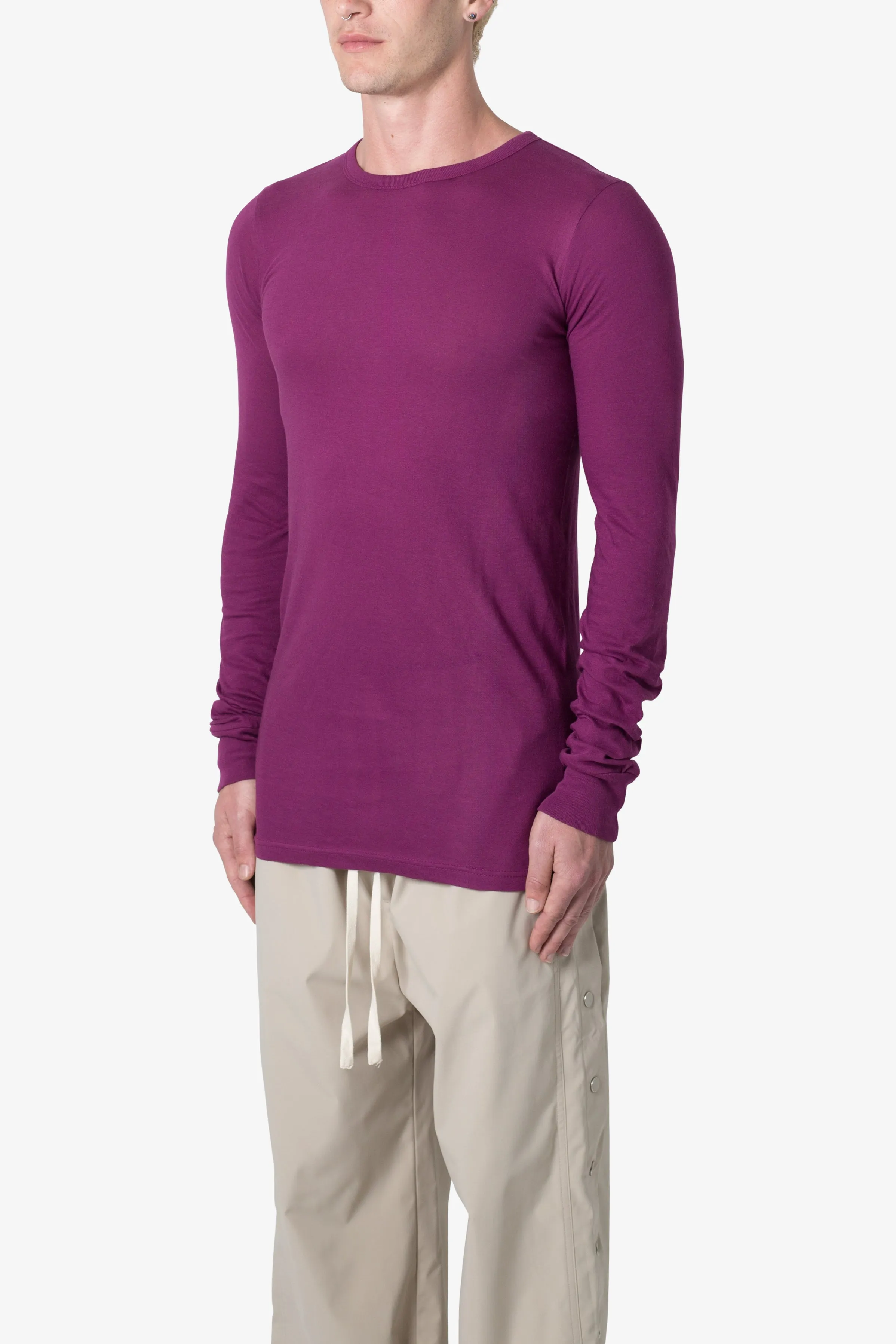 Sheer Knit Jersey L/S Tee - Magenta sold by MNML product image thumbnail 3
