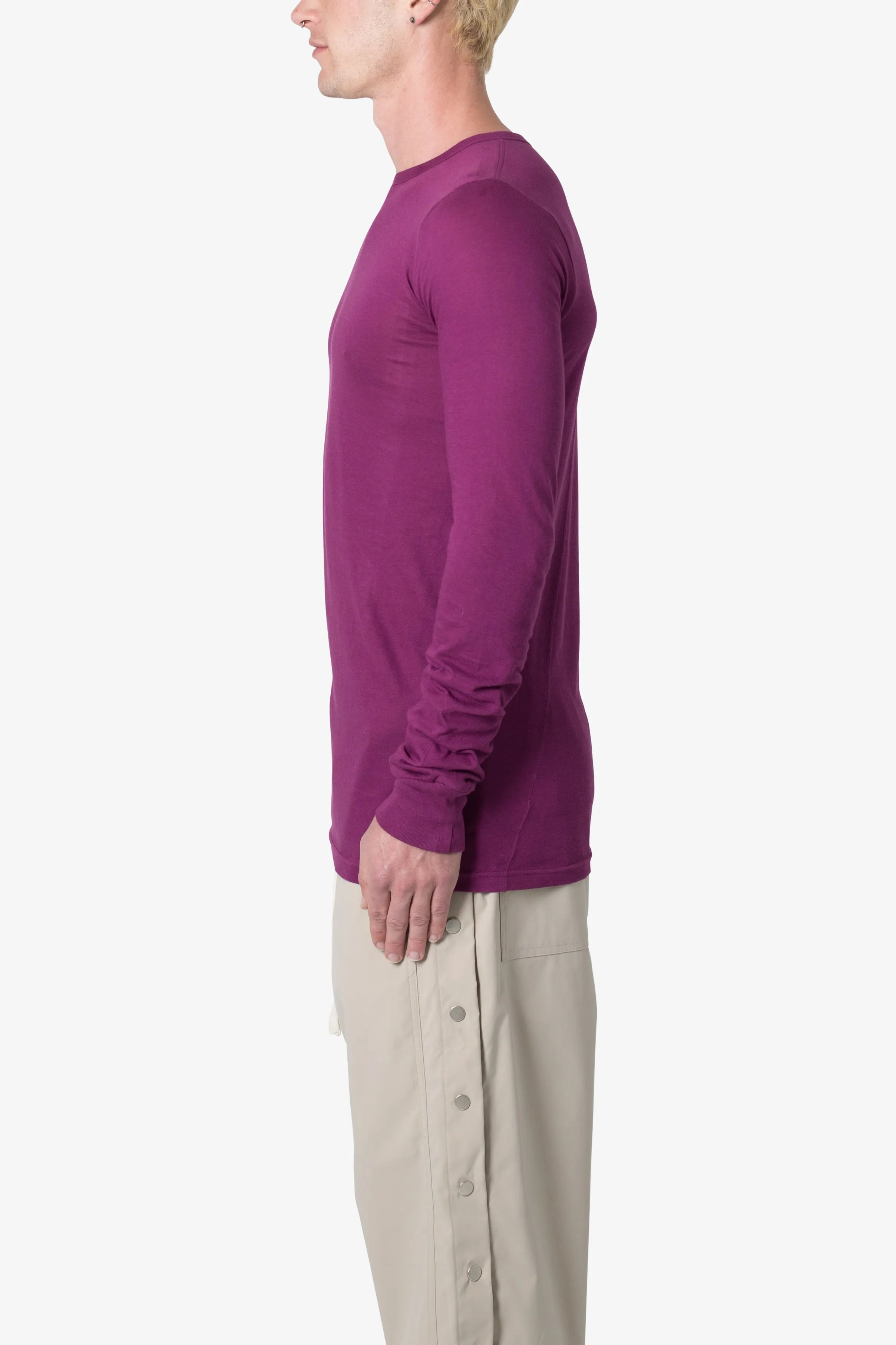 Sheer Knit Jersey L/S Tee - Magenta sold by MNML product image thumbnail 4
