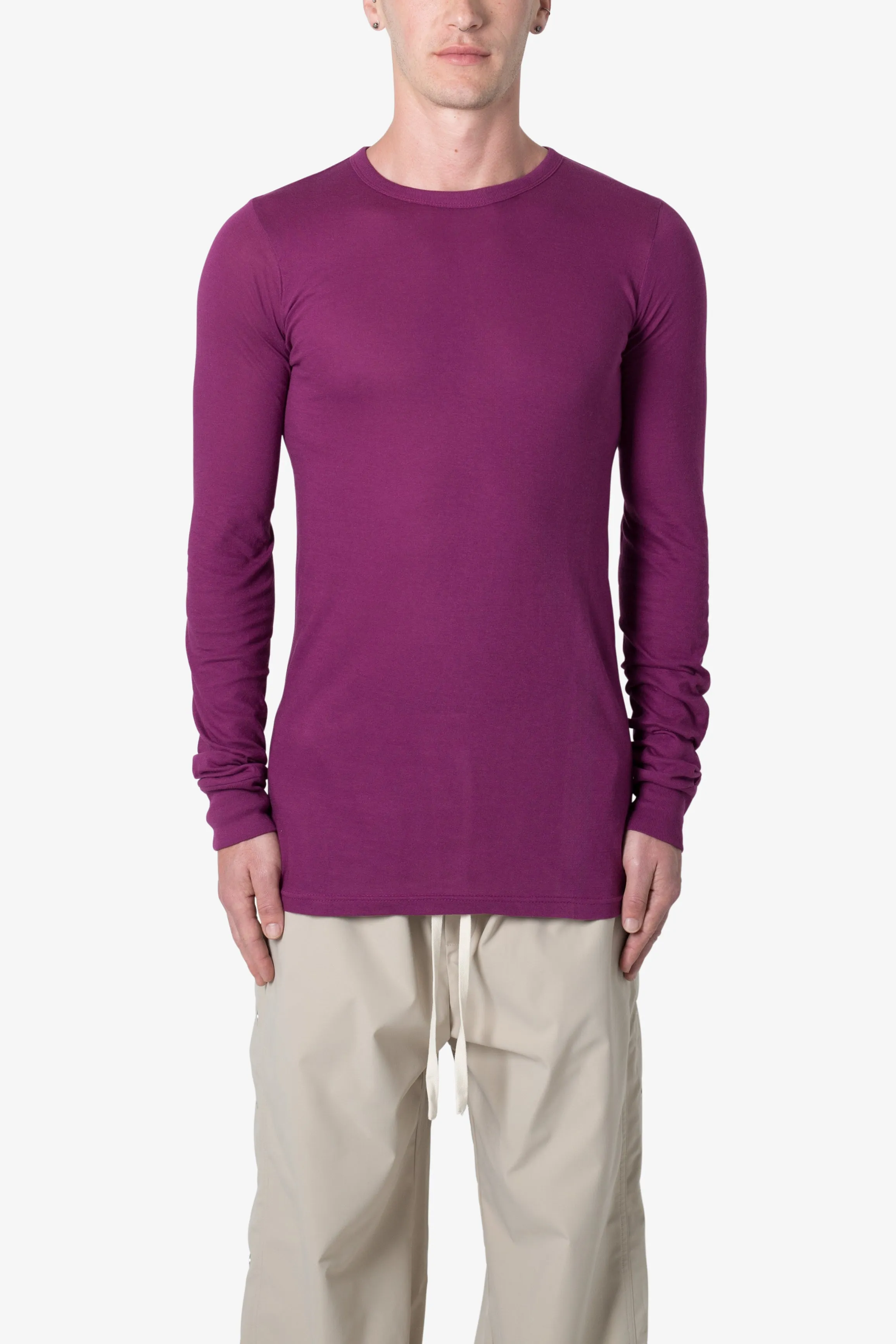 Sheer Knit Jersey L/S Tee - Magenta sold by MNML product image thumbnail 2