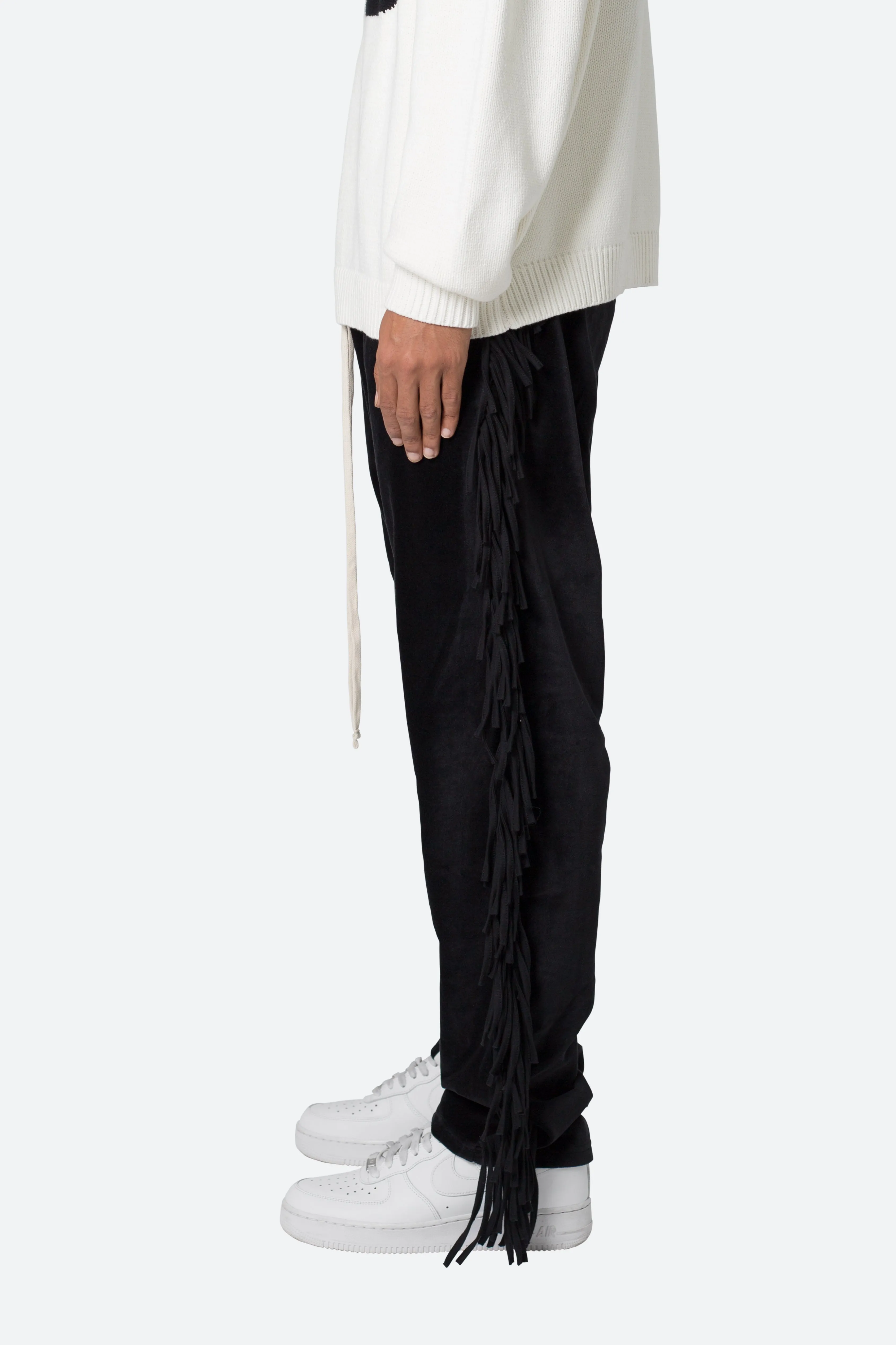 Fringe Velour Sweatpants - Black sold by MNML product image thumbnail 5