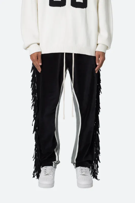 Fringe Velour Sweatpants - Black sold by MNML
