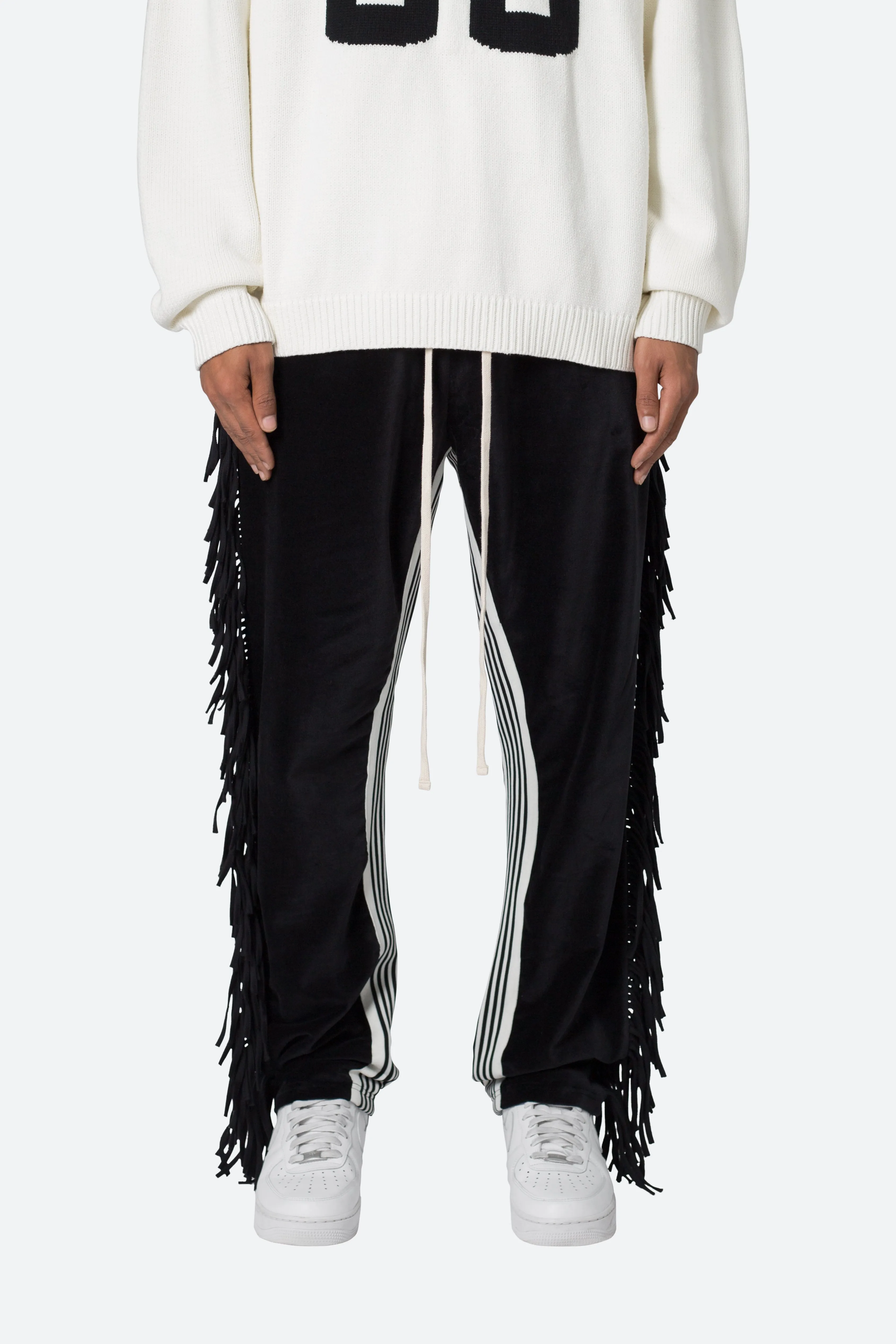 Fringe Velour Sweatpants - Black sold by MNML