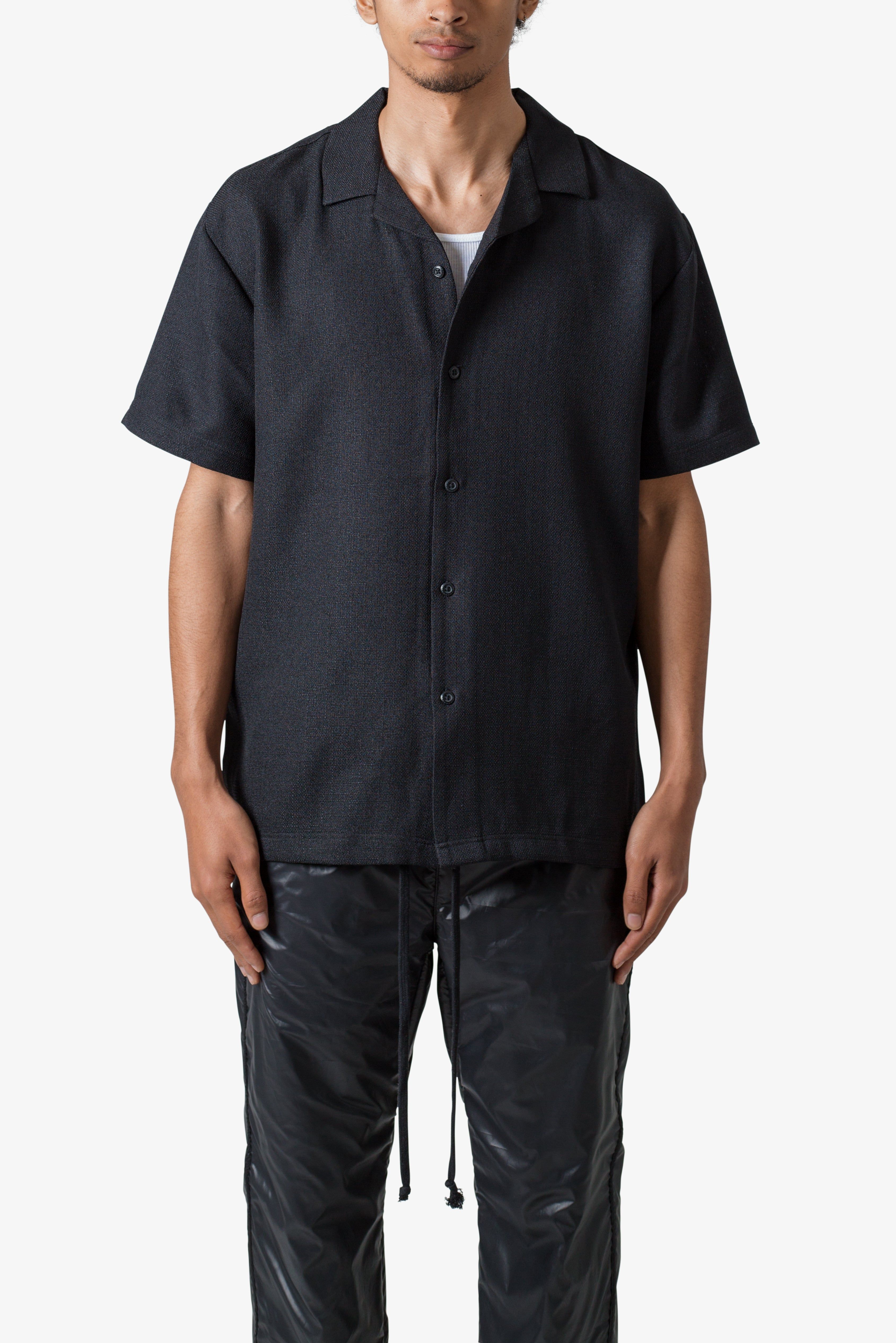 Linen Blend S/S Shirt - Black sold by MNML