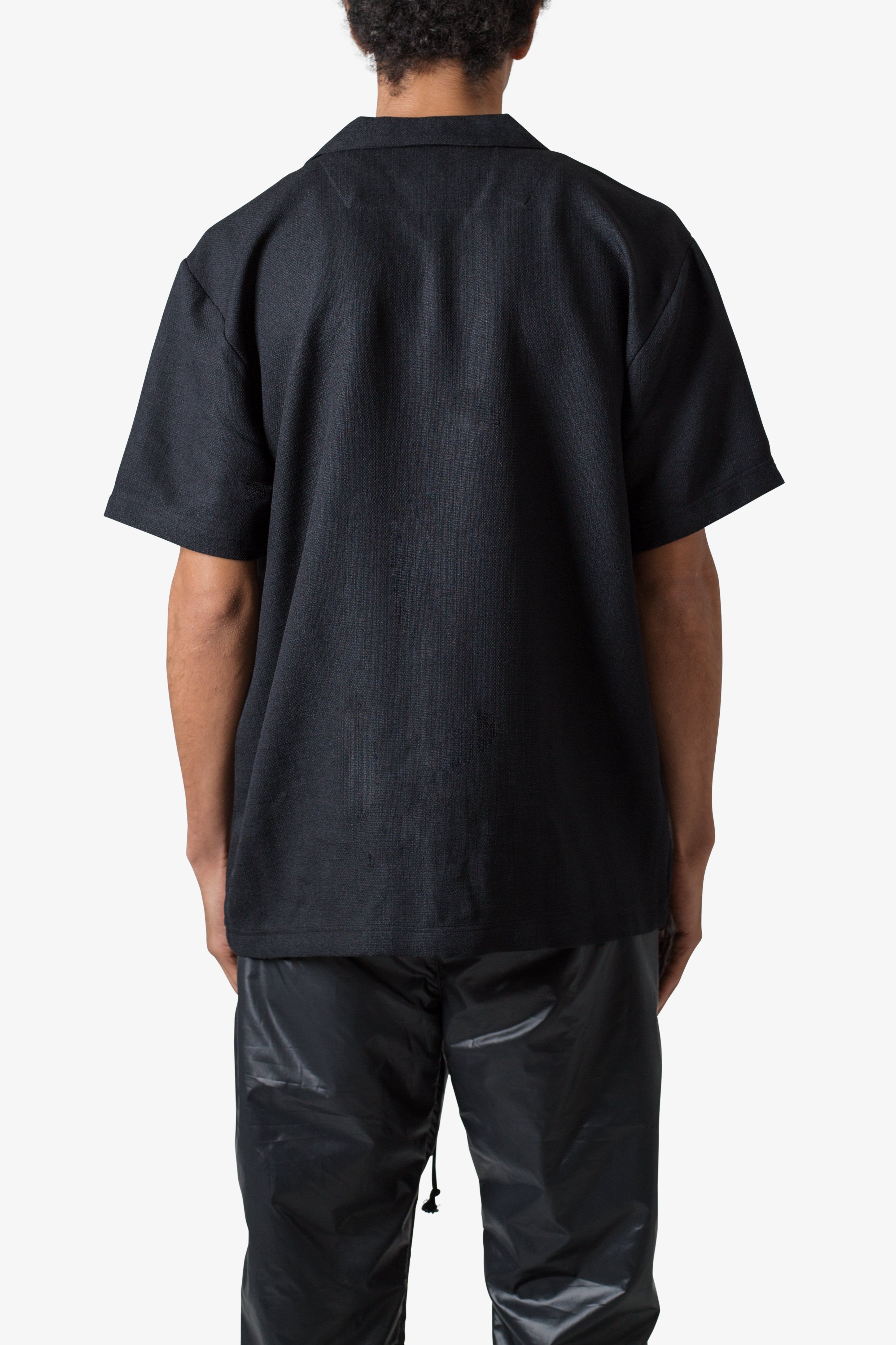 Linen Blend S/S Shirt - Black sold by MNML product image thumbnail 5