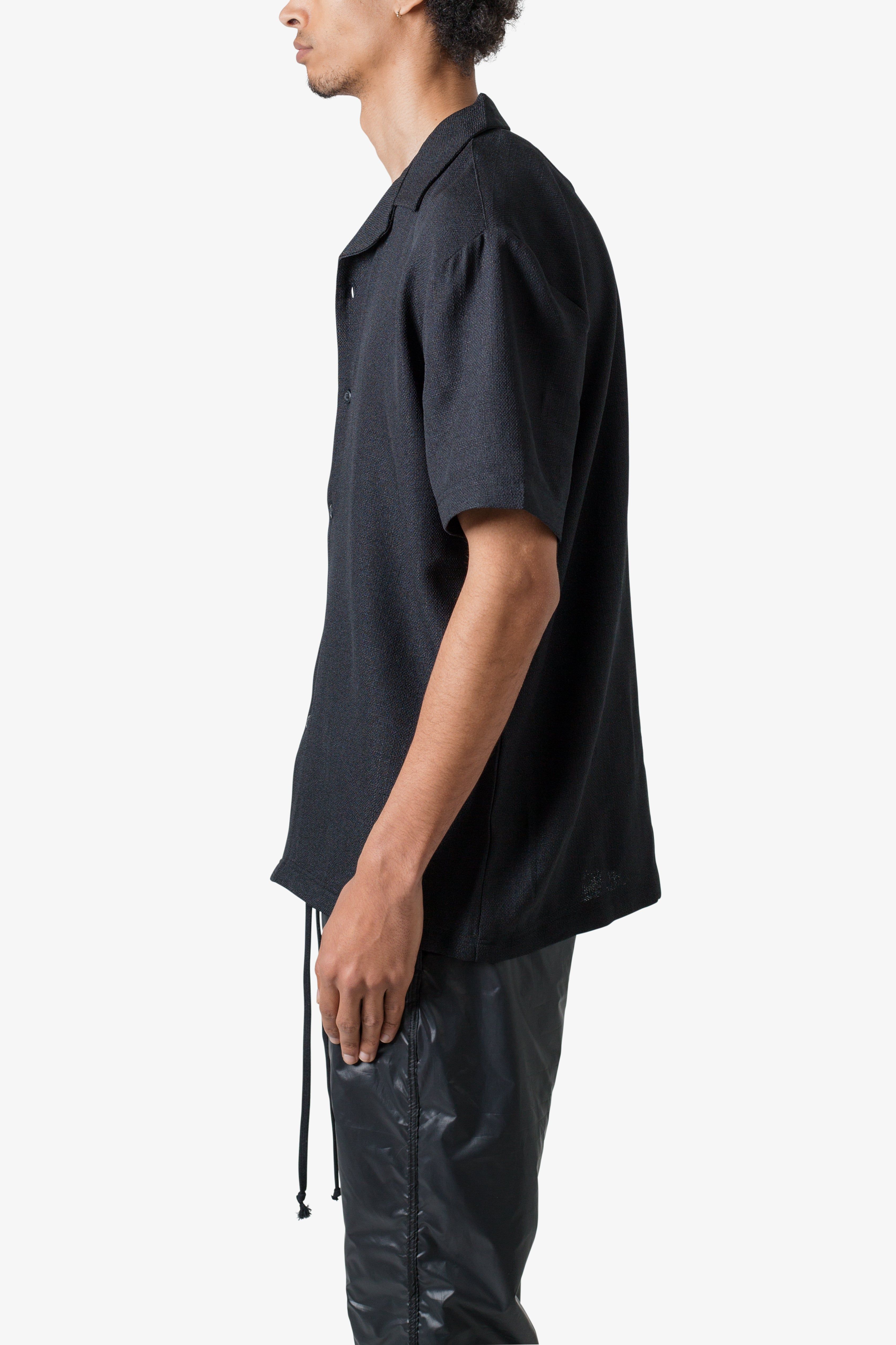 Linen Blend S/S Shirt - Black sold by MNML product image thumbnail 4