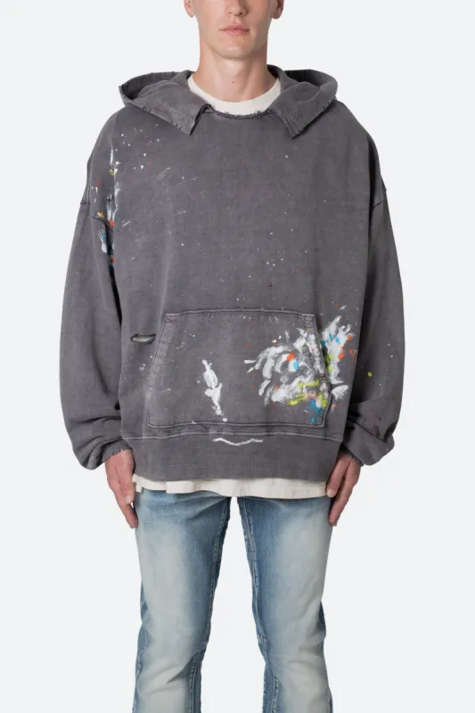 Destroyed Painter Hoodie - Charcoal Grey sold by MNML