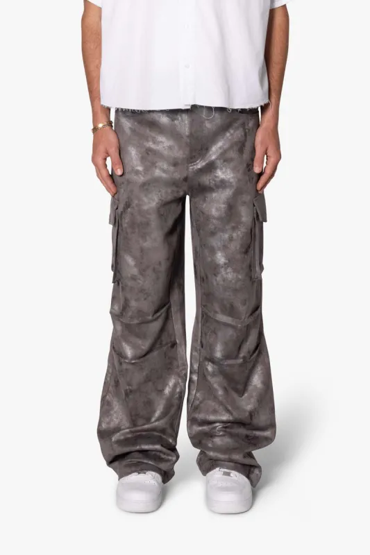Baggy Dual Tone Sueded Cargo Pants - Grey sold by MNML