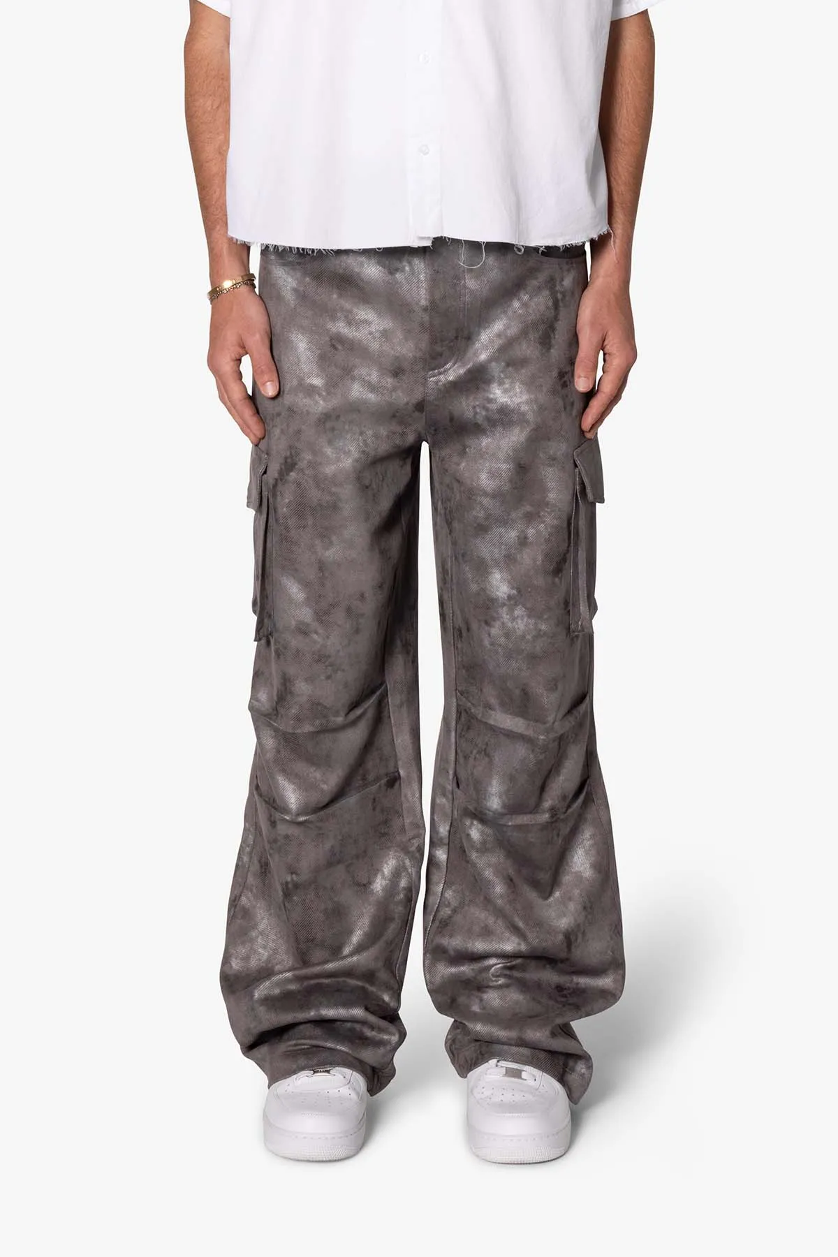Baggy Dual Tone Sueded Cargo Pants - Grey sold by MNML