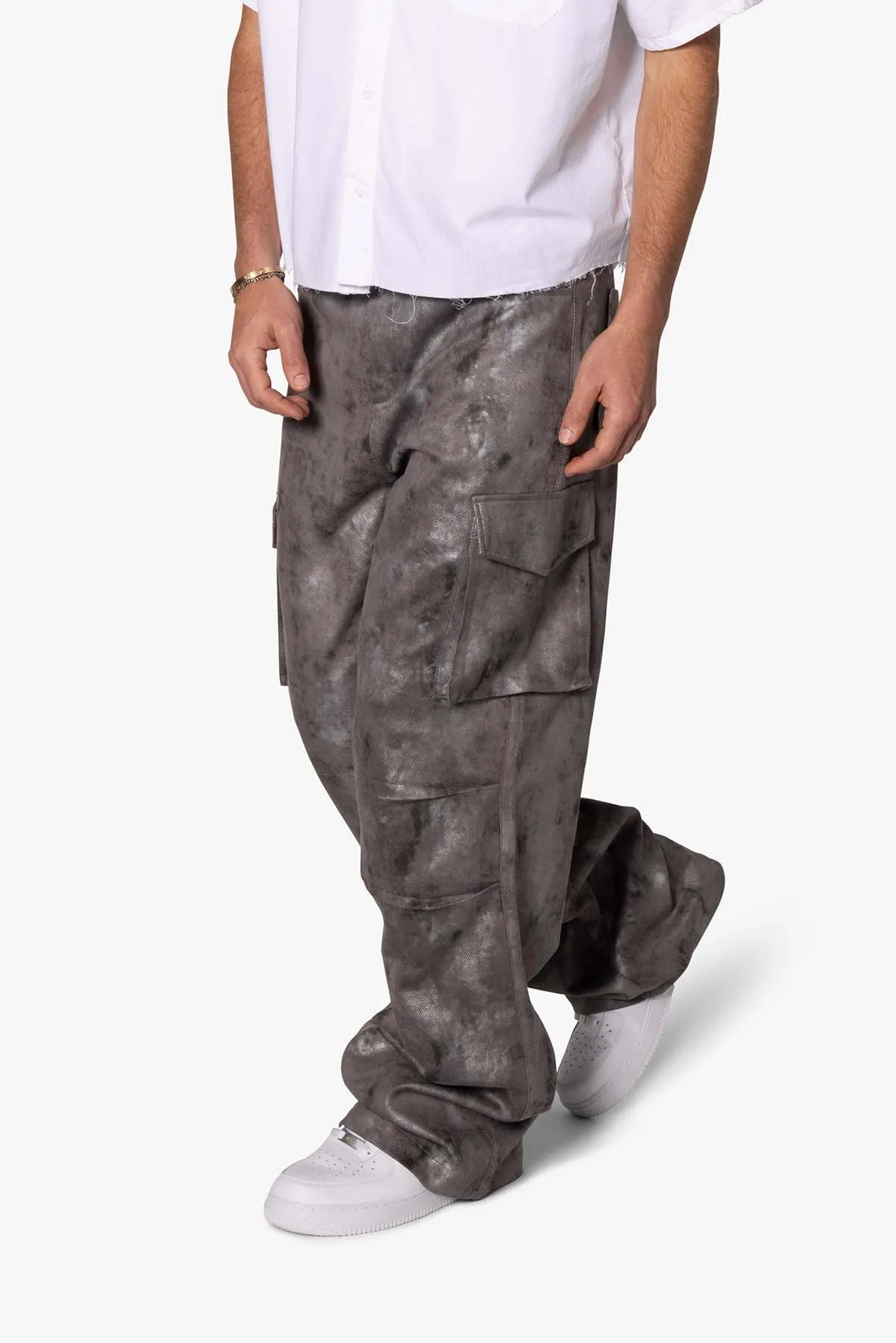 Baggy Dual Tone Sueded Cargo Pants - Grey sold by MNML product image thumbnail 2