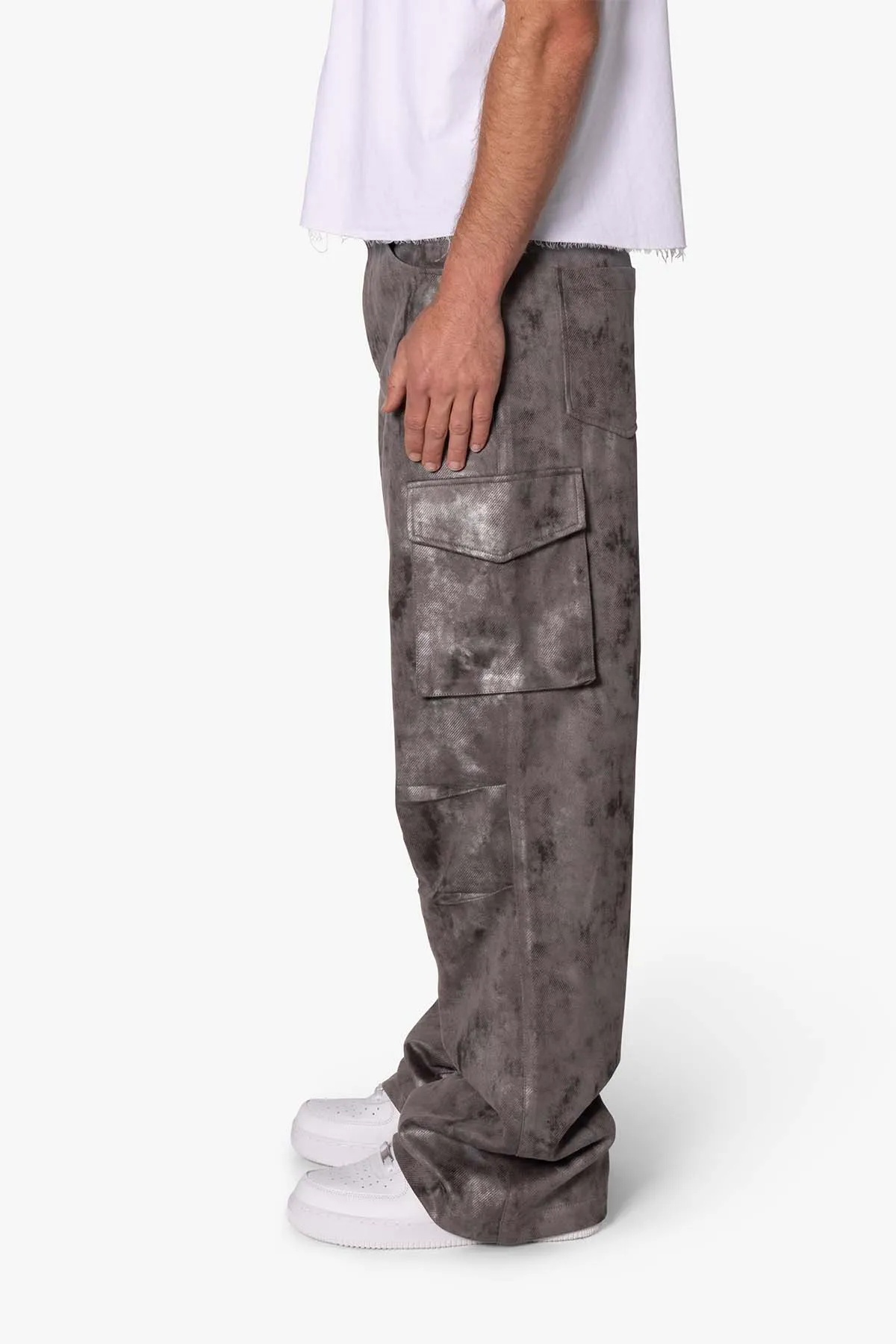 Baggy Dual Tone Sueded Cargo Pants - Grey sold by MNML product image thumbnail 5