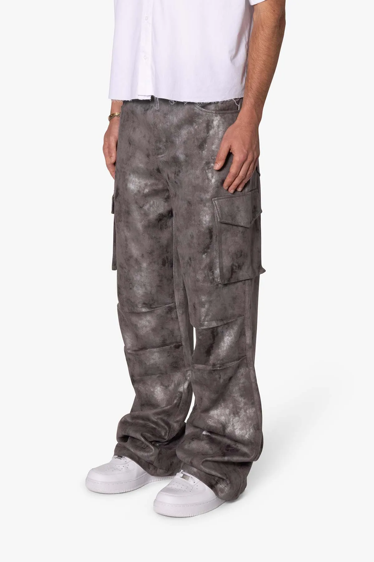 Baggy Dual Tone Sueded Cargo Pants - Grey sold by MNML product image thumbnail 3