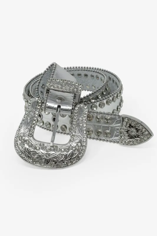 Double Row Studded Belt - Silver sold by MNML
