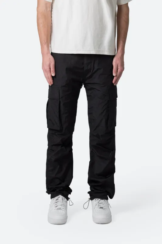 Crinkle Cargo Pants - Black made by MNML