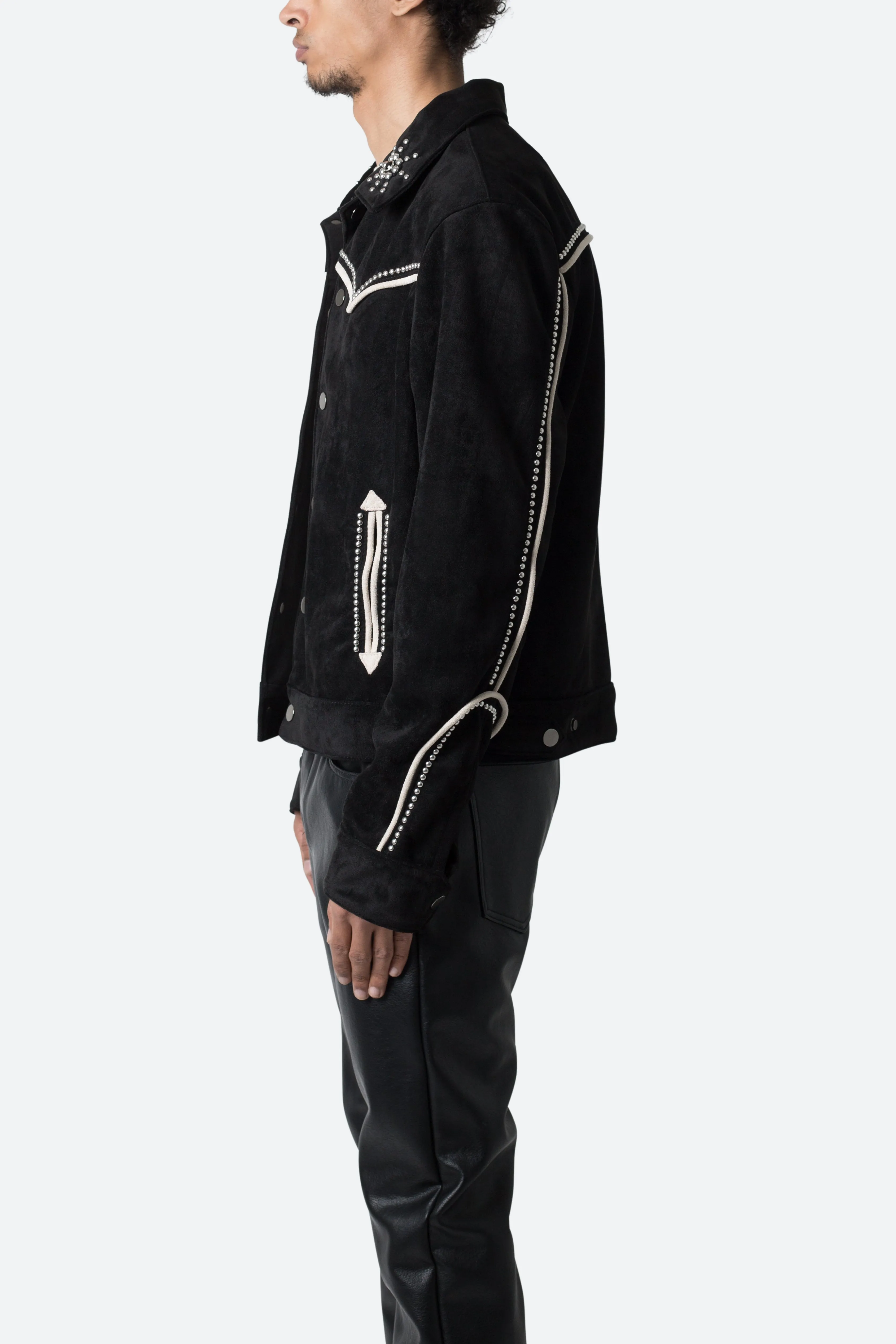 Suede Collared Jacket - Black sold by MNML product image thumbnail 4