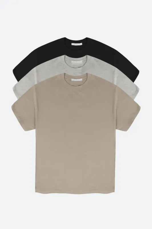 Every Day Tee 3 Pack - Black/Earth/Grey sold by MNML