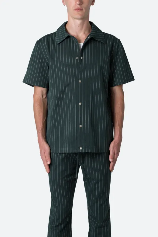 Pinstripe Short Sleeve Shirt - Green sold by MNML