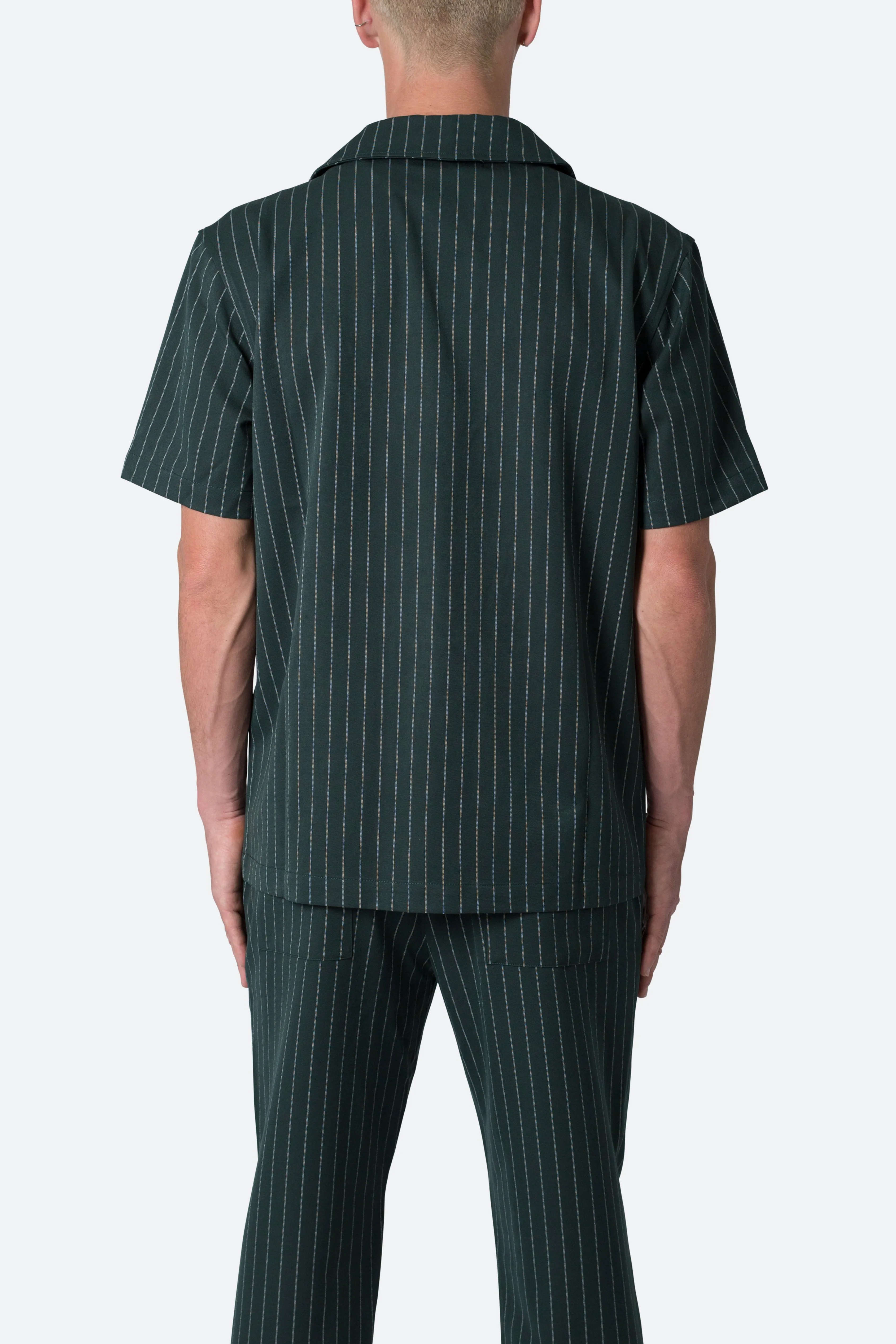 Pinstripe Short Sleeve Shirt - Green sold by MNML product image thumbnail 5